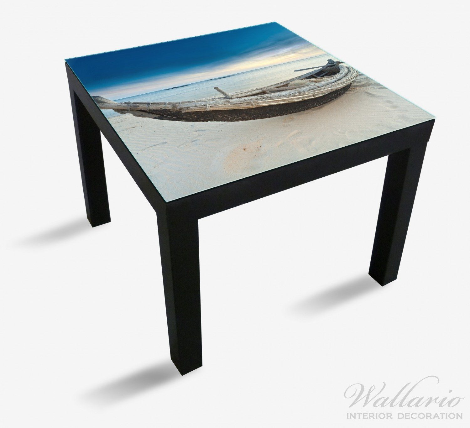Sonnenuntergang Tischplatte für am Strand Fischerboot Tisch Lack (1 Wallario geeignet St), Ikea mit