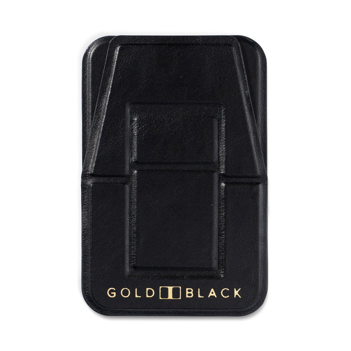 Smartphone-Halterung GOLDBLACK MagFlex Leder Handy Ständer Luxe schwarz mit Fingerhalter