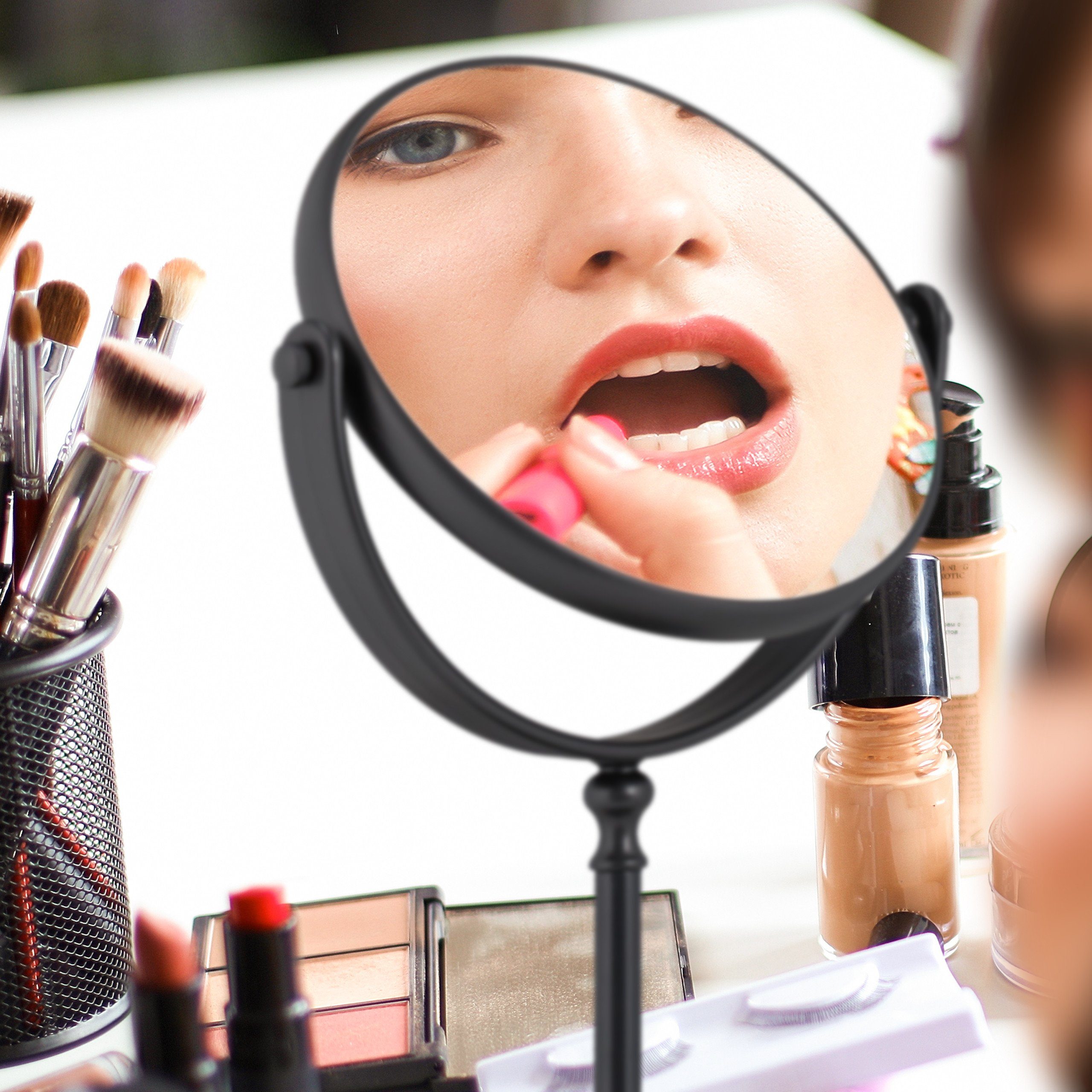 relaxdays Kosmetikspiegel Kosmetikspiegel Vergrößerung mit schwarz