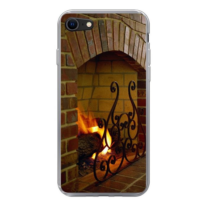MuchoWow Handyhülle Feuer im Kamin Handyhülle Apple iPhone 8 Smartphone-Bumper Print Handy Schutzhülle