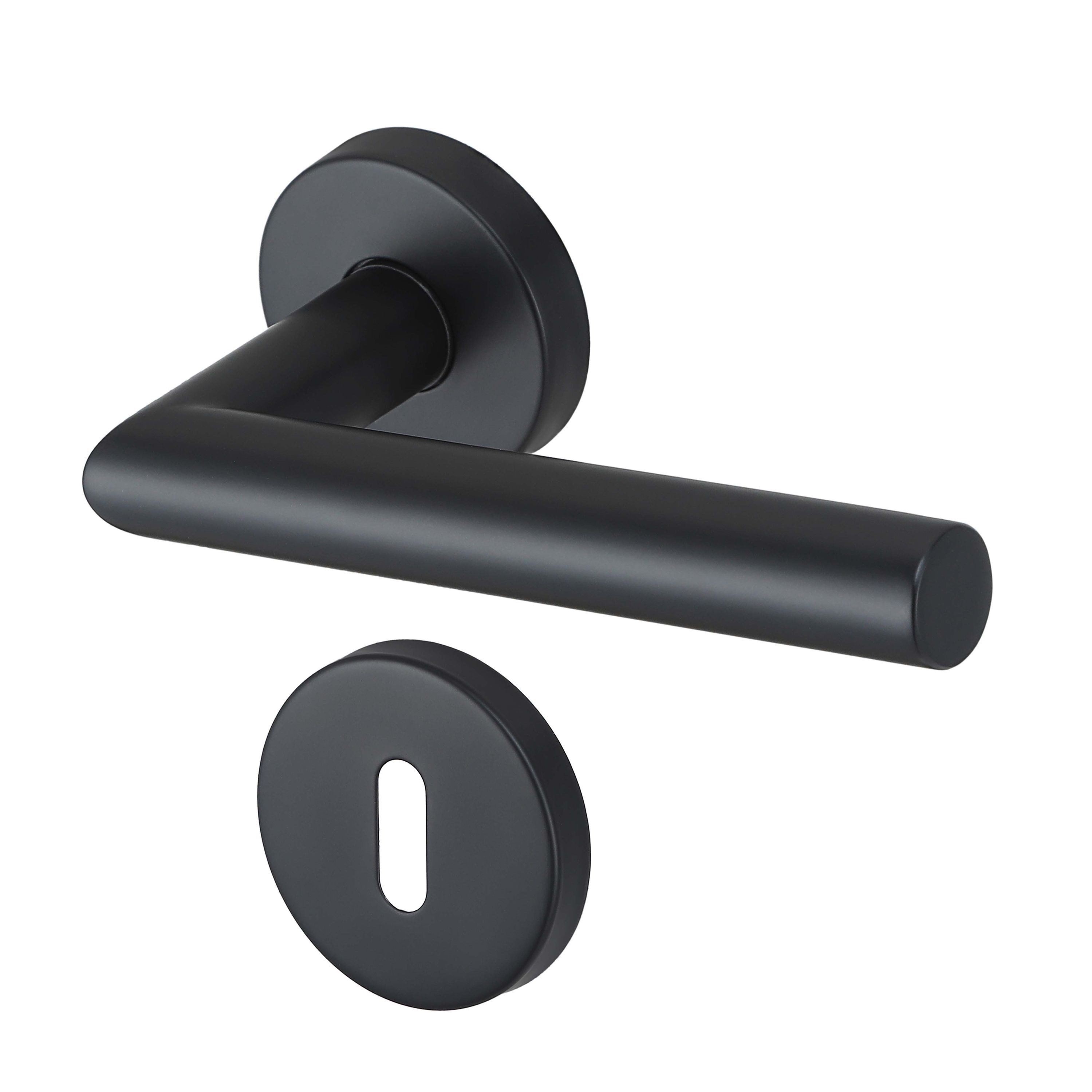 MeinTürgriff Drückergarnitur Toulouse schwarz Türgriff für Innentüren L-Form Rosettengarnitur