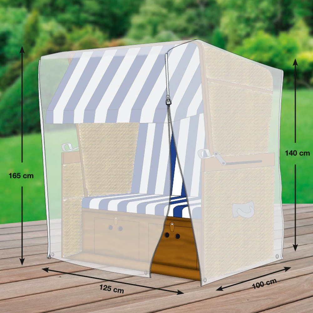 GWM GmbH Gartenmöbel-Schutzhülle Strandkorb Schutzhülle Premium Grau Oxford 600D 125x100x165/140cm