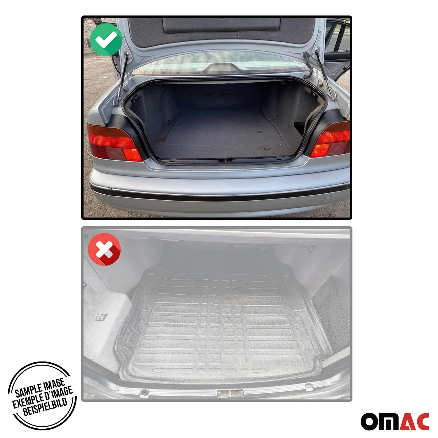 OMAC Kofferraummatte Kofferraumwanne für BMW 5er E39 1995-2003 Gummi TPE Schwarz (1 St), für BMW 5er E39 Limo 1995-2003 BMW 5er E39 Limo 1995-2003, Einfache Installation,Antirutsch,Leicht zu reinigen,Leichtgewicht