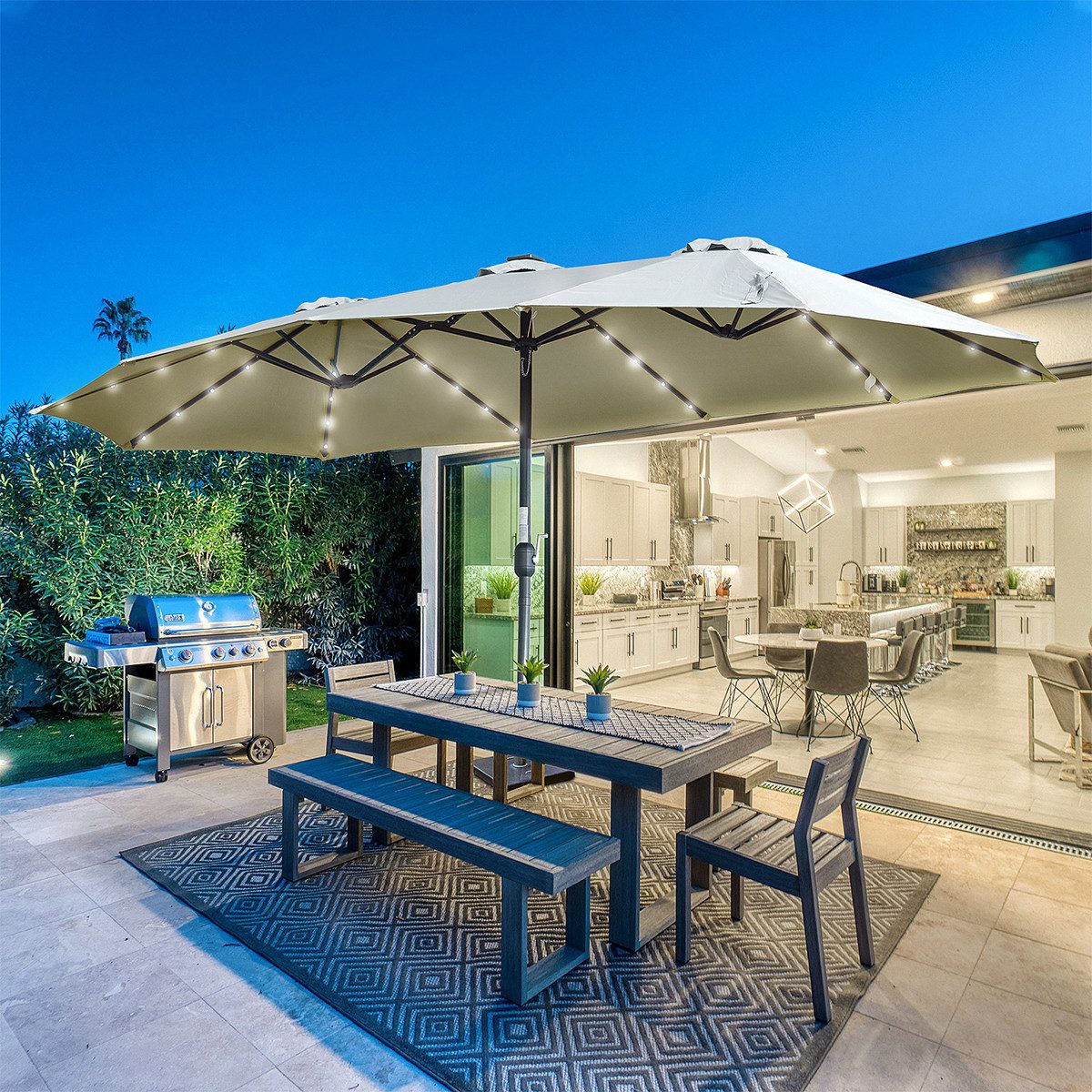 XDeer Sonnenschirm Sonnenschirm mit LED Solar Marktschirm Gartenschirm ...