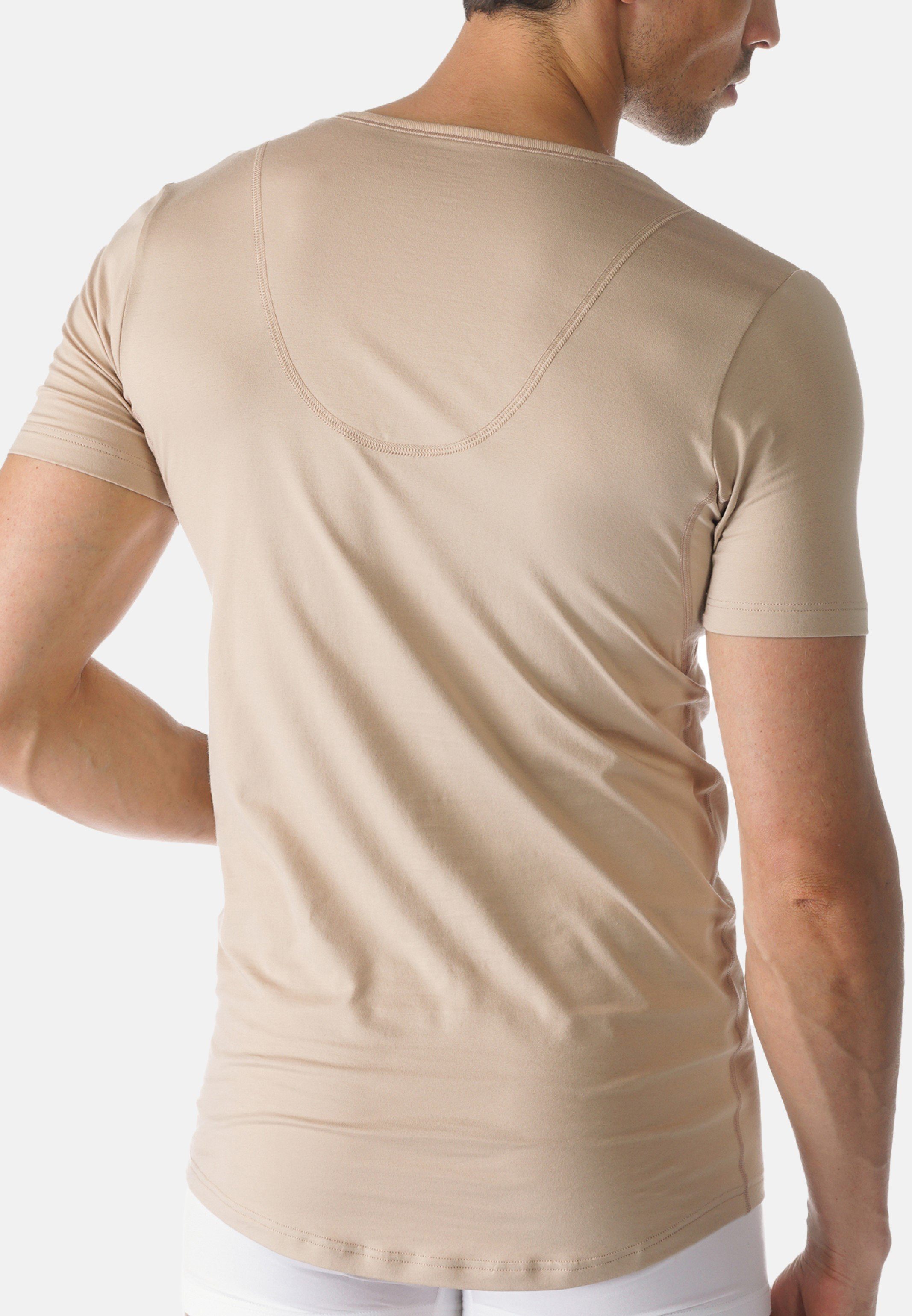 Dry Kurzarm Baumwolle Mey - / Light-Beige Cotton Unterhemd - (1-St) Shirt Thermoregulierend Unterhemd