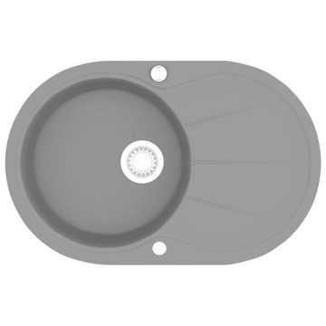 vidaXL Granitspüle Granitspüle Einzelbecken Oval Grau, 50/78 cm