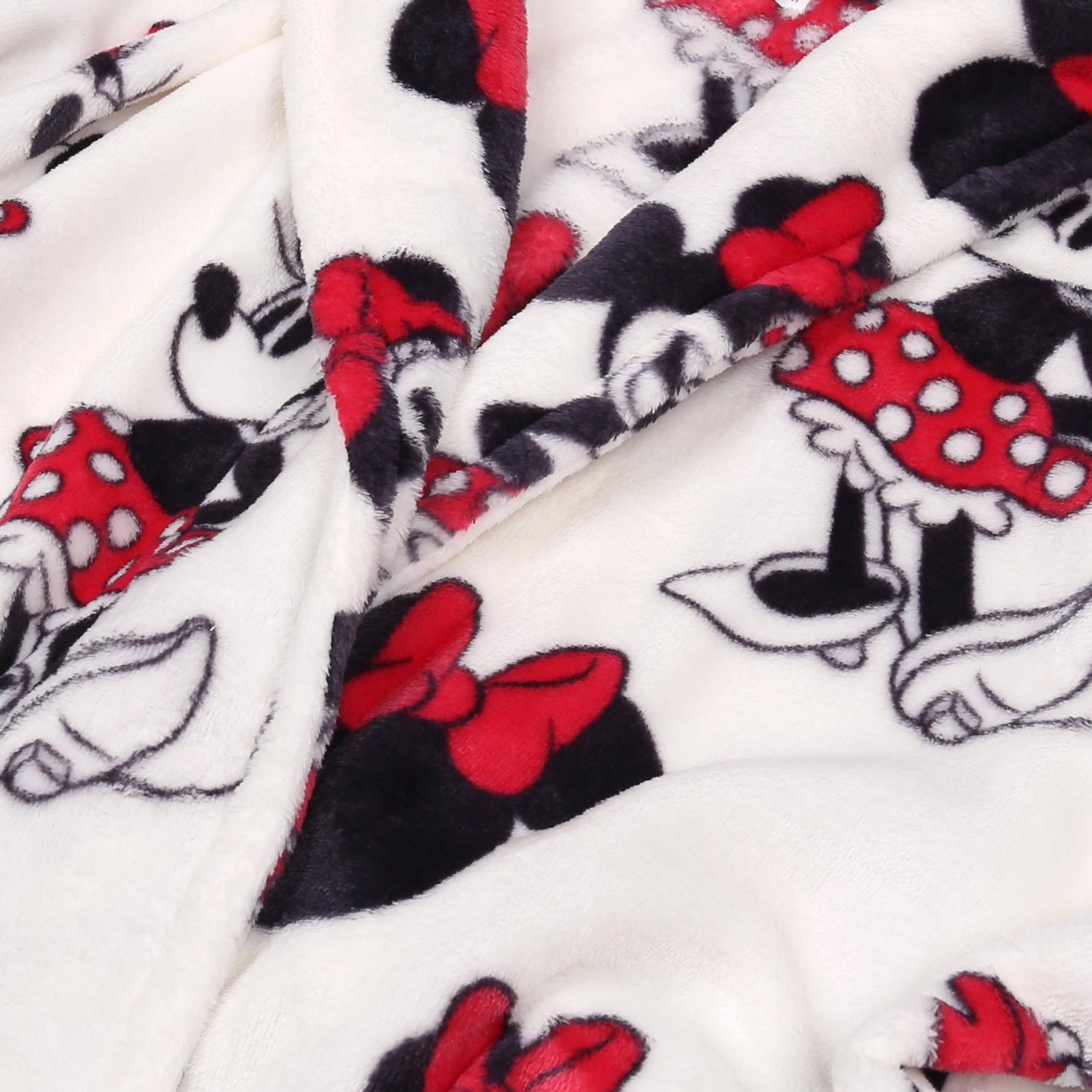Disney Minnie Mouse Damenbademantel DISNEY Minnie Mouse Damen Bademantel, weiß, mit Gürtel & Taschen, warm