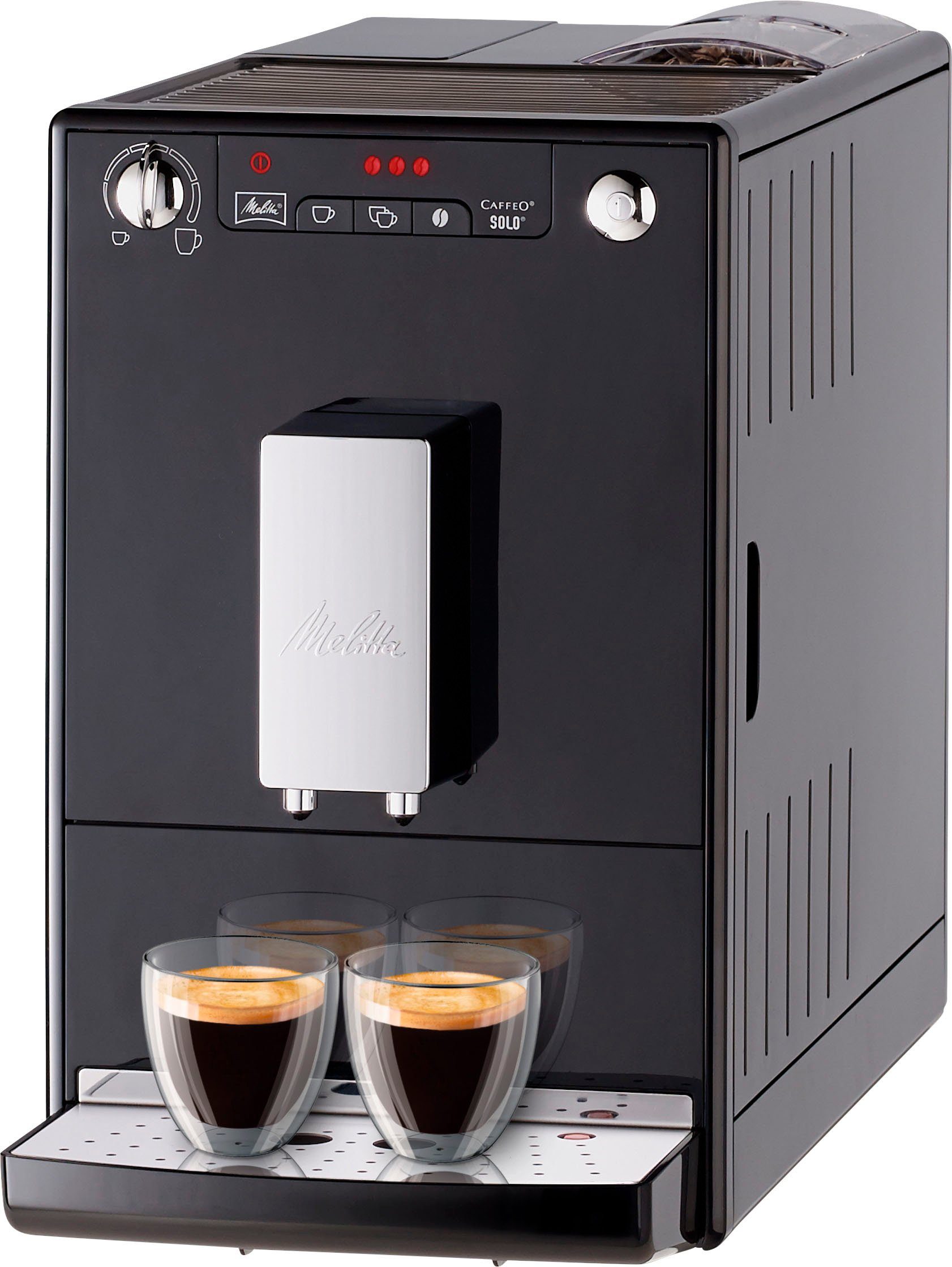 Melitta Kaffeevollautomat Solo® E950-201, schwarz, Perfekt für Café crème & Espresso, nur 20cm breit