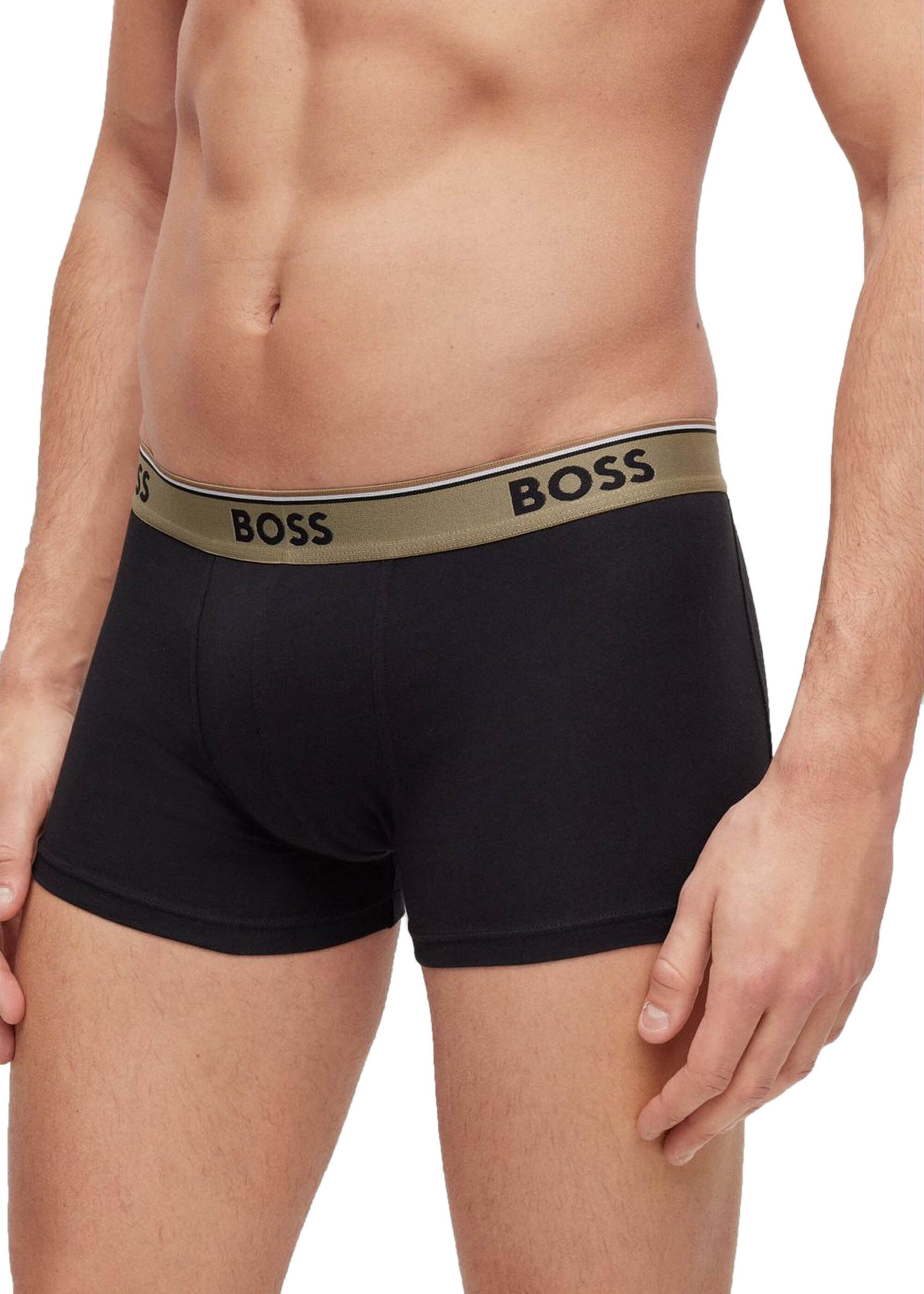 Power, - BOSS Unterwäsche Pack 3er Trunks, Schwarz/Olive/Rot/Weiß Boxer Herren