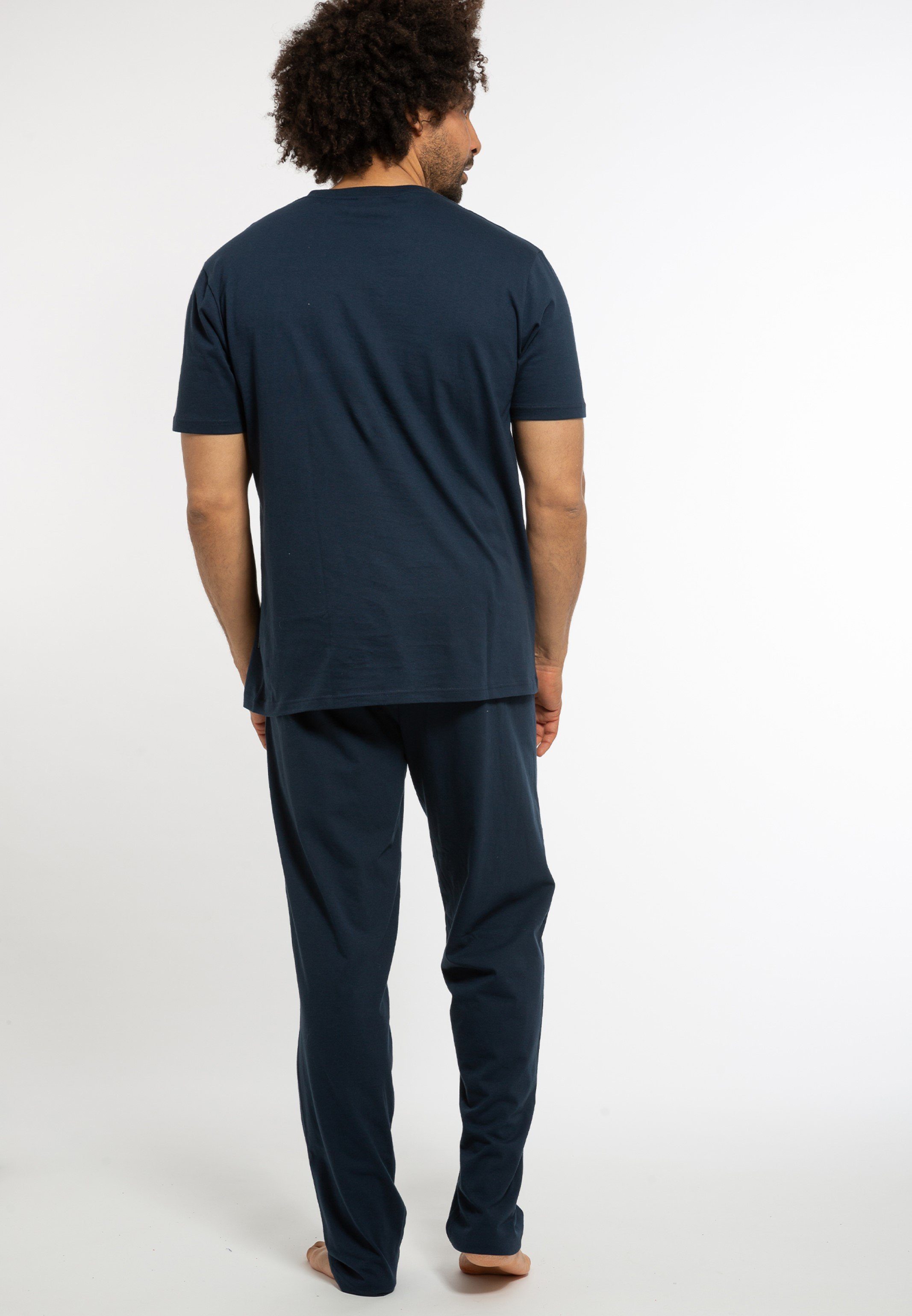 Ammann Pyjama Organic 2 Bio Baumwolle Schlafanzug Baumwolle 100% Dunkelblau Cotton Kurzarm - Aus - tlg) (Set