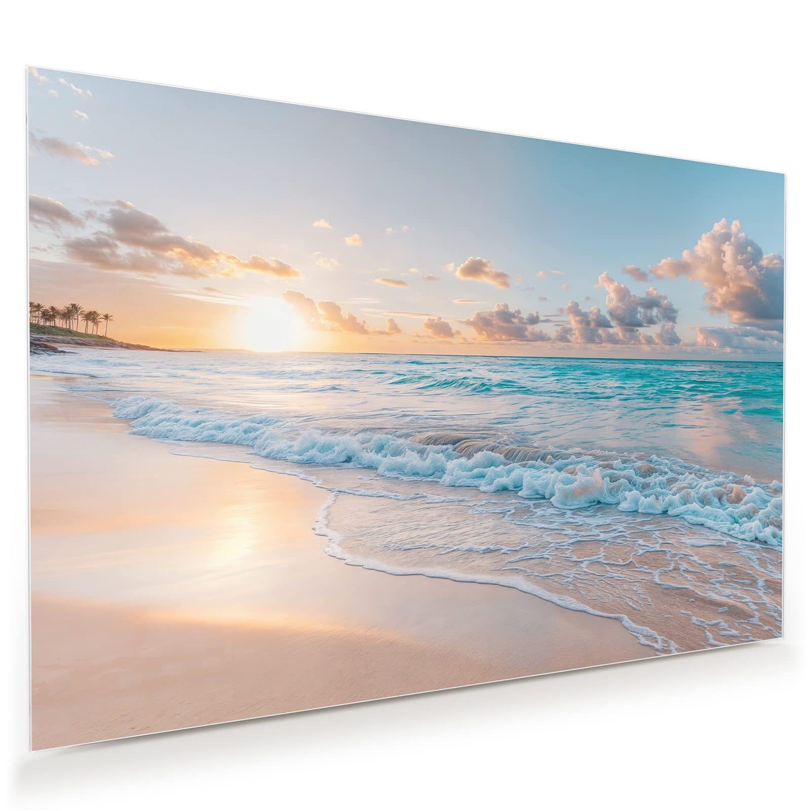 Primedeco Glasbild Wandbild Sonnenaufgang Strand mit Aufhängung, Strand & M günstig online kaufen