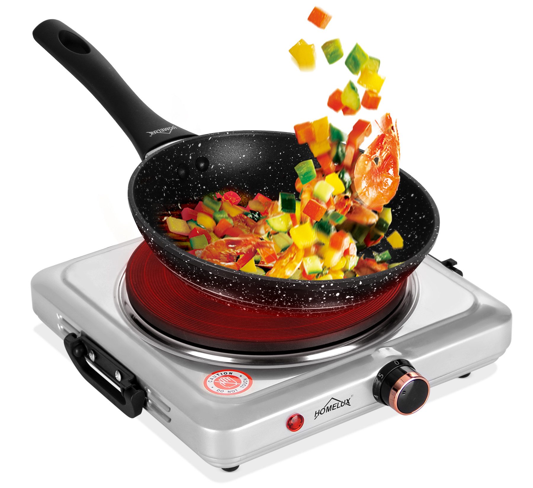 HOMELUX Einzelkochplatte Kochplatte 1000/1500W Herdplatte, Einzeln Regelbare 5 Heizstufen, 1000/1500W