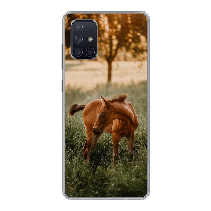 MuchoWow Handyhülle Pferd - Gras - Baum Handyhülle Samsung Galaxy A51 5G Smartphone-Bumper Print Handy