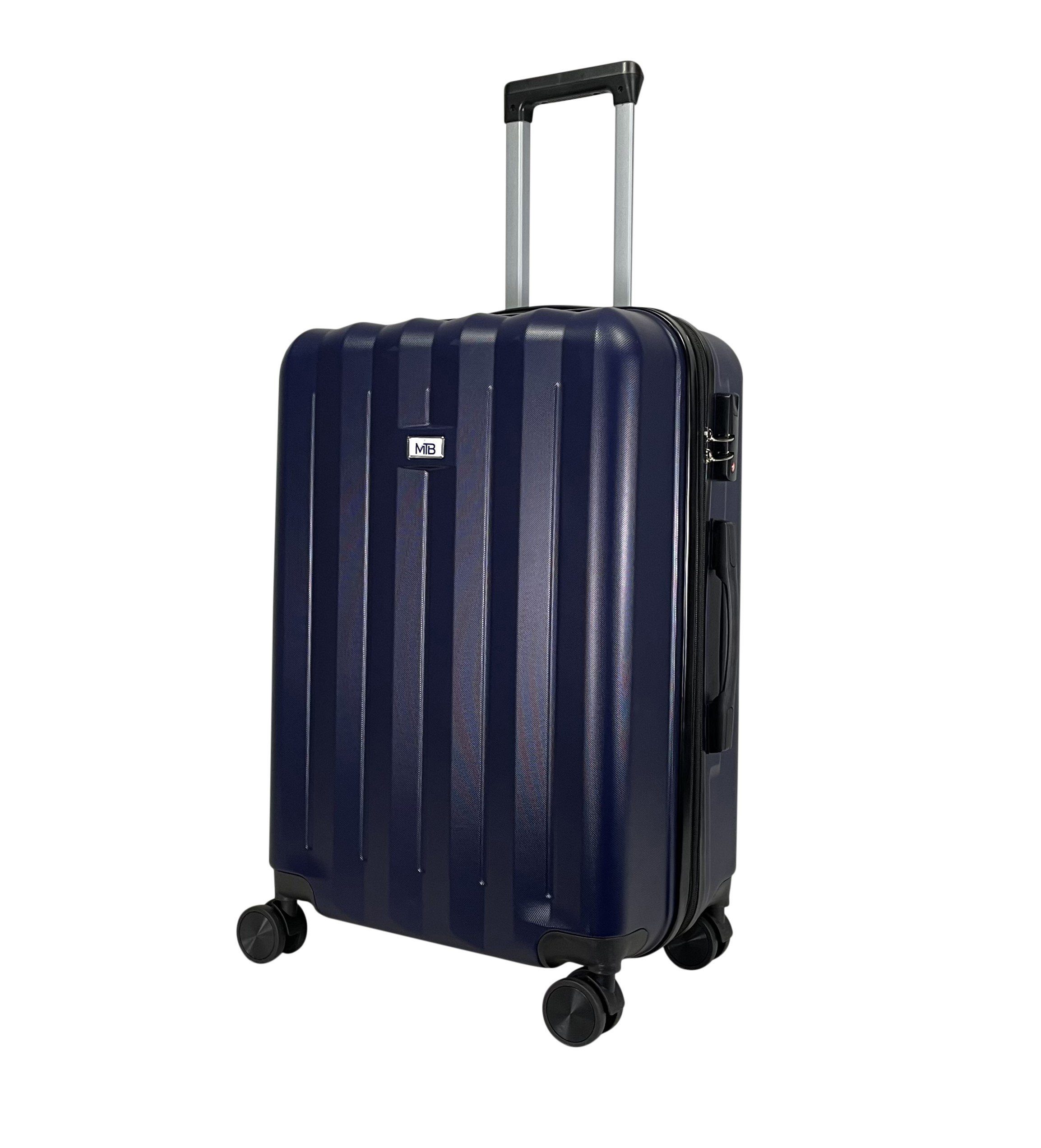 MTB Koffer Hartschalen ABS Reisekoffer erweiterbar (Handgepäck-Mittel-Groß-Set) Dunkelblau