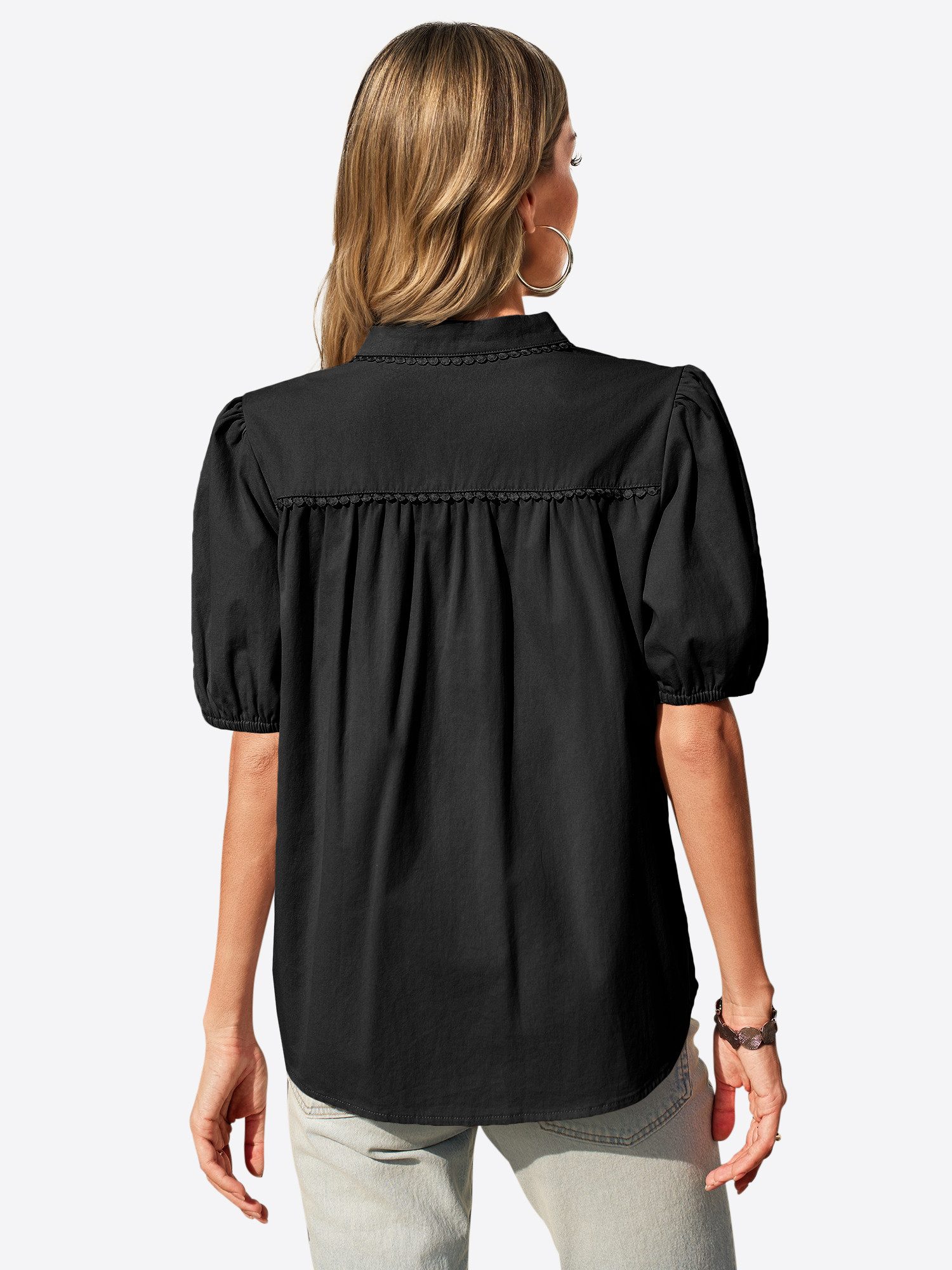 Imily Bela Blusentop Damen Bluse mit Puffärmeln und Falten (Packung, 1-tlg. günstig online kaufen