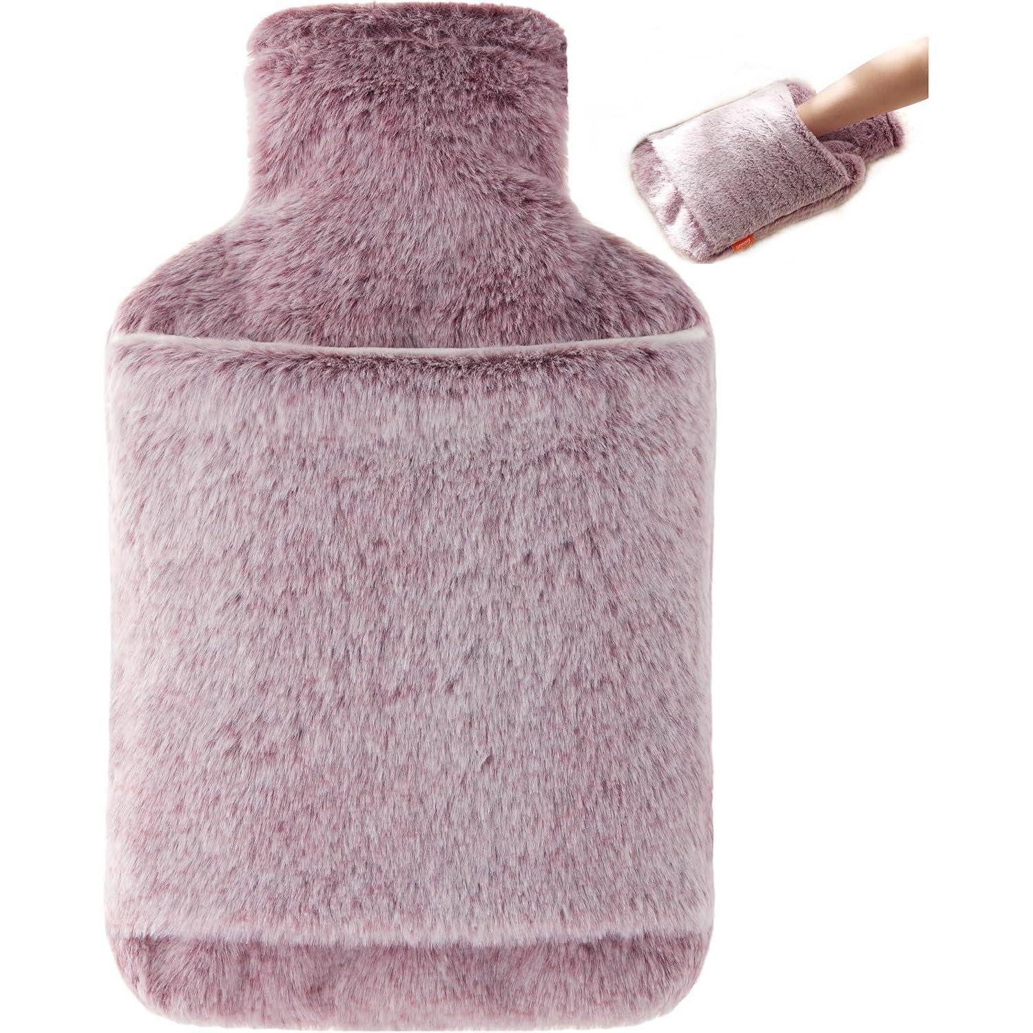 LuxusKollektion Wärmflasche Wärmflasche mit weichem Bezug 2L für kalte Nächte und Schmerzlinderung