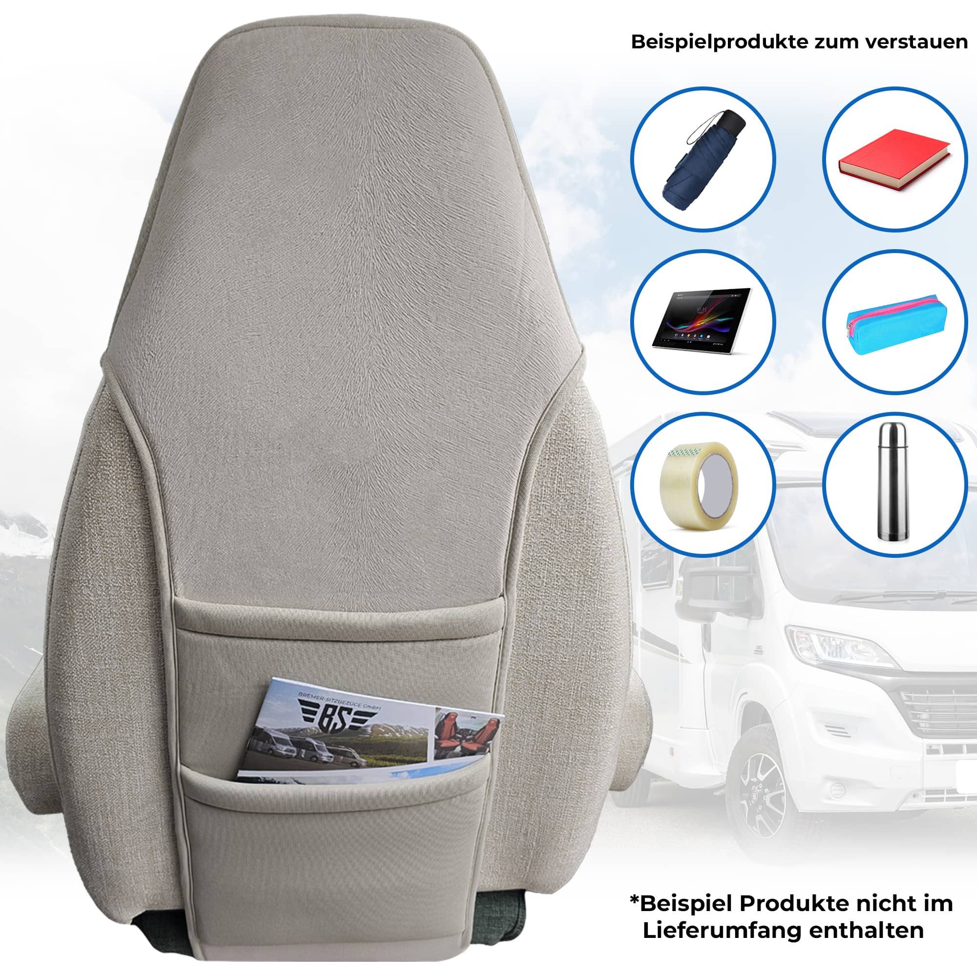 BREMER SITZBEZÜGE Rücksitzorganizer Wohnmobil Sitzorganizer für Forster Yongster Vans V 541 (Packung, 1-tlg., 1x Sitz Organizer und Montagehaken)
