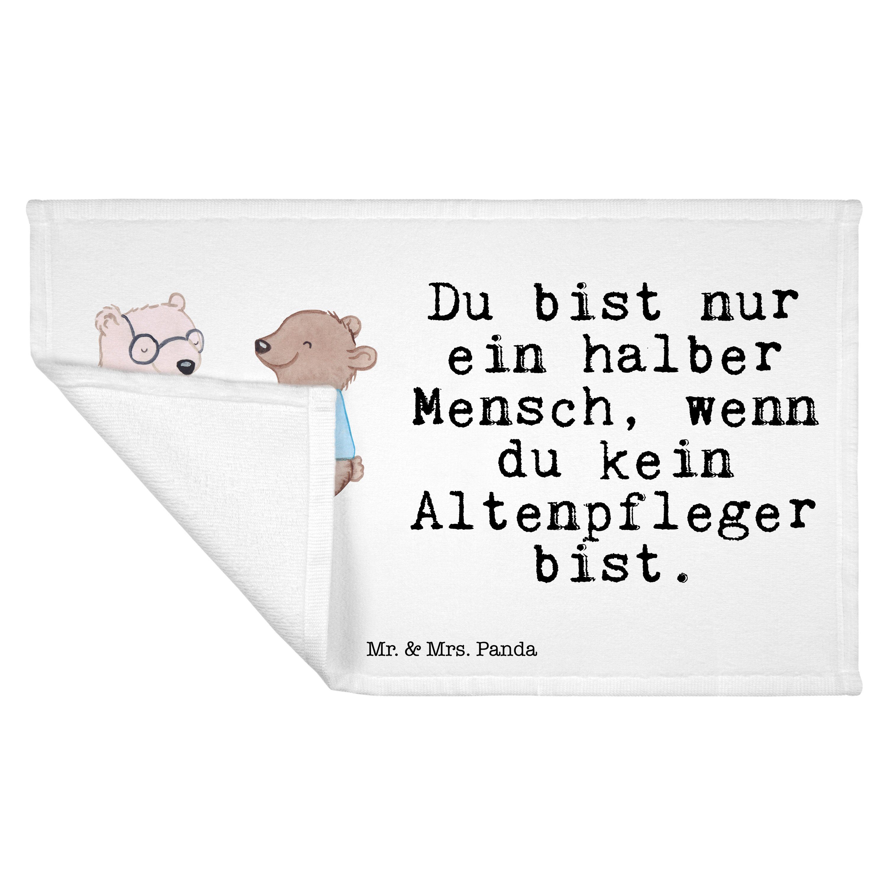 - (1-St) Reisehandtuch, - Mr. Gä, mit Handtuch & Herz Mrs. Geschenk, Panda Weiß liebevoll, Altenpfleger