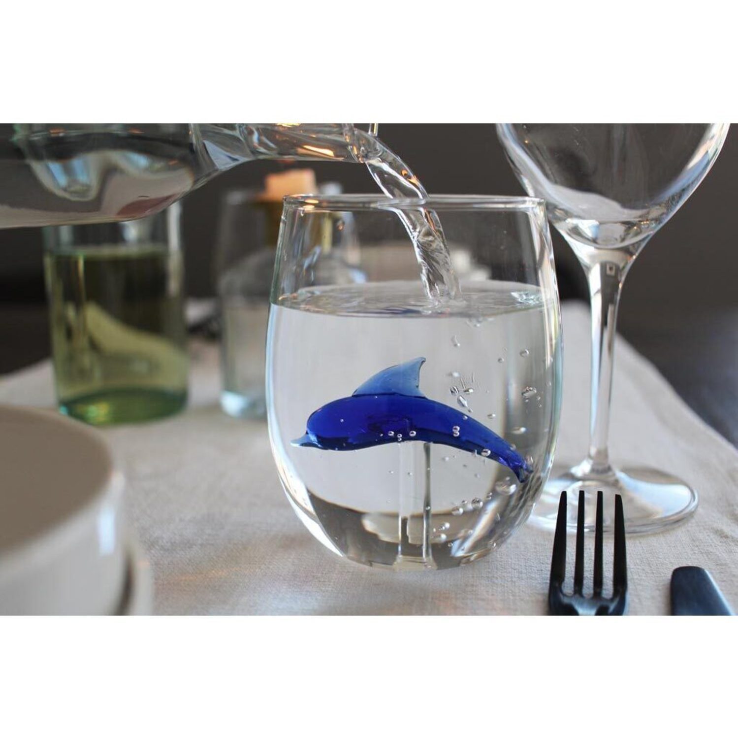 Winkee Glas Delfin Trinkglas aus mundgeblasenem Glas