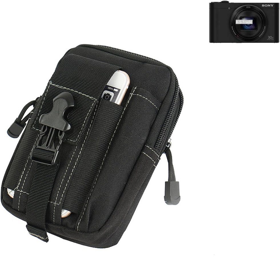 K-S-Trade Kameratasche für Sony Cyber-shot DSC-WX500, Holster Kamera-Tasche  - Gürtel-Tasche mit Extrafächer schwarz 1x