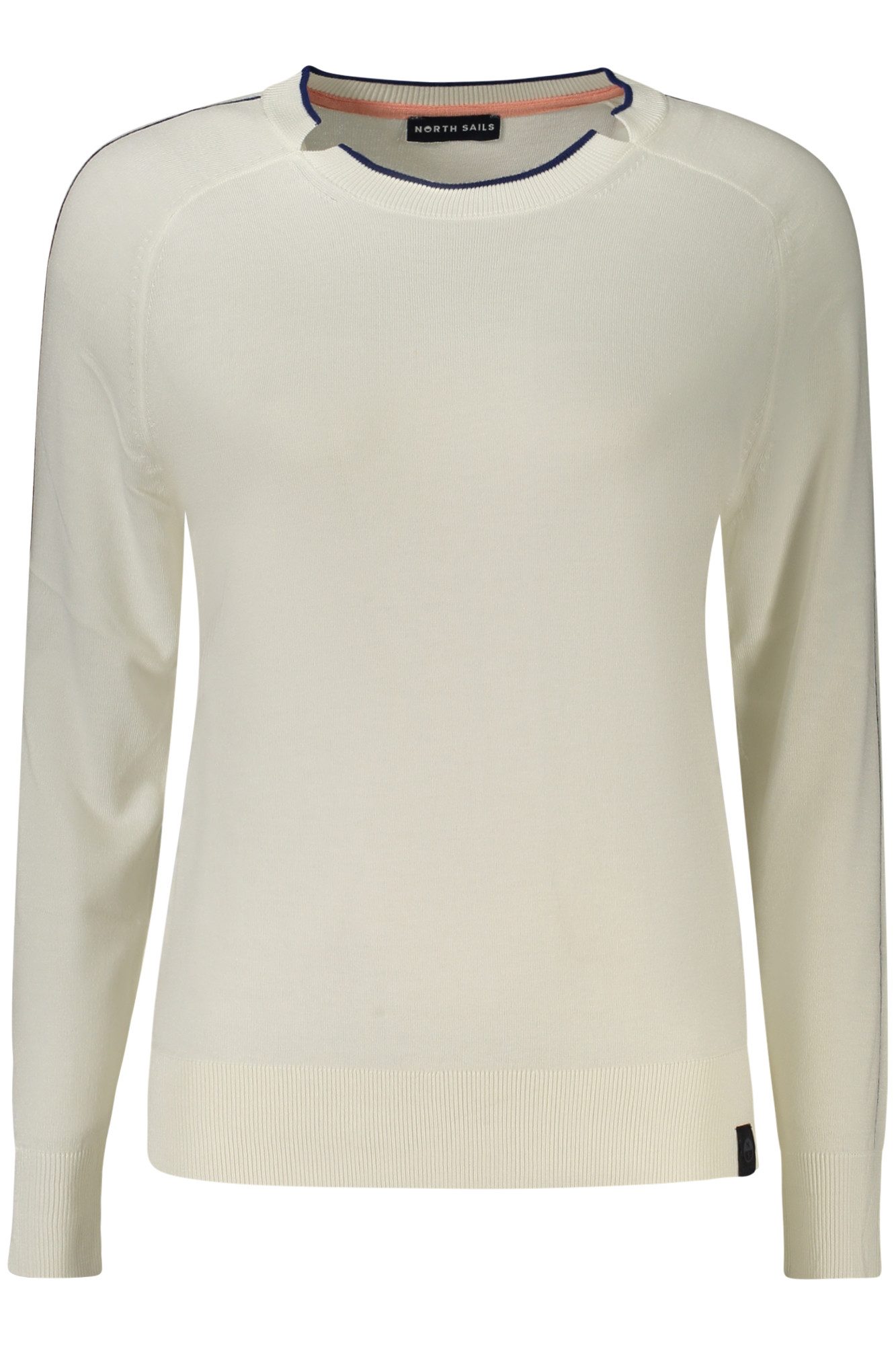 North Sails Strickpullover Damenpullover Weiß: Langarmshirt mit Kontrastdetails und Logo