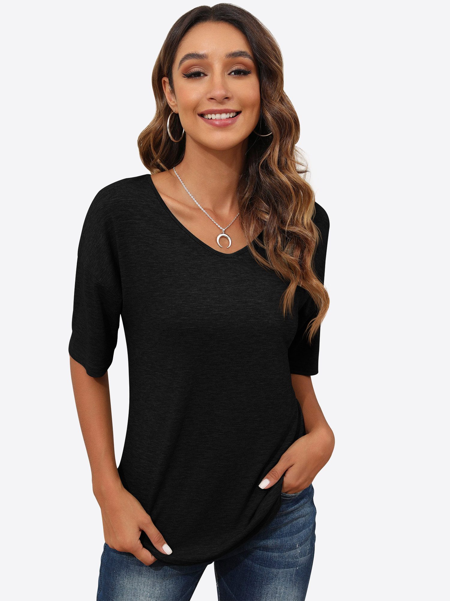 Imily Bela T-Shirt V-Ausschnitt Kurzarmshirt (Packung, 1-tlg., 1per-Pack) i günstig online kaufen