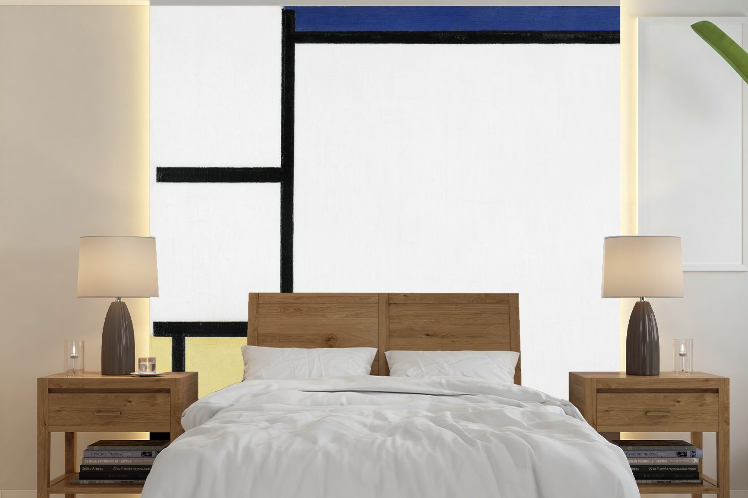 MuchoWow Fototapete Komposition mit Blau, Gelb, Schwarz und Rot - Piet Mondrian, Matt, bedruckt, (5 St), Vinyl Tapete für Wohnzimmer oder Schlafzimmer, Wandtapete