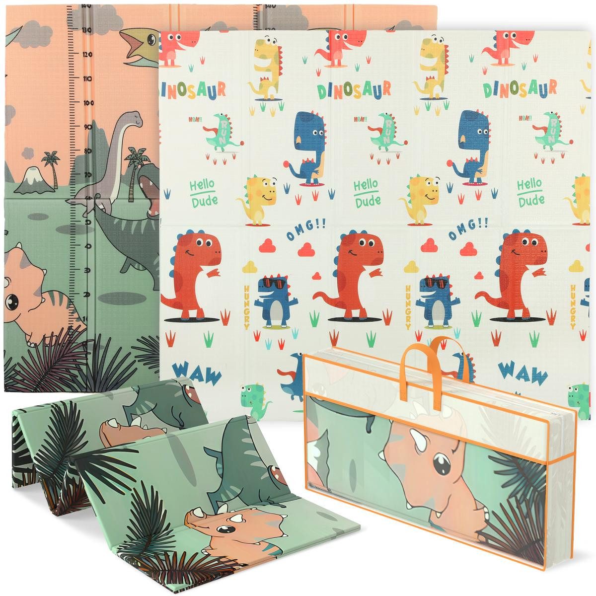 FELIXLEO Bodenmatte Spielmatte Baby 196 x 176 x 1,5 cm faltbar Krabbelmatte Set