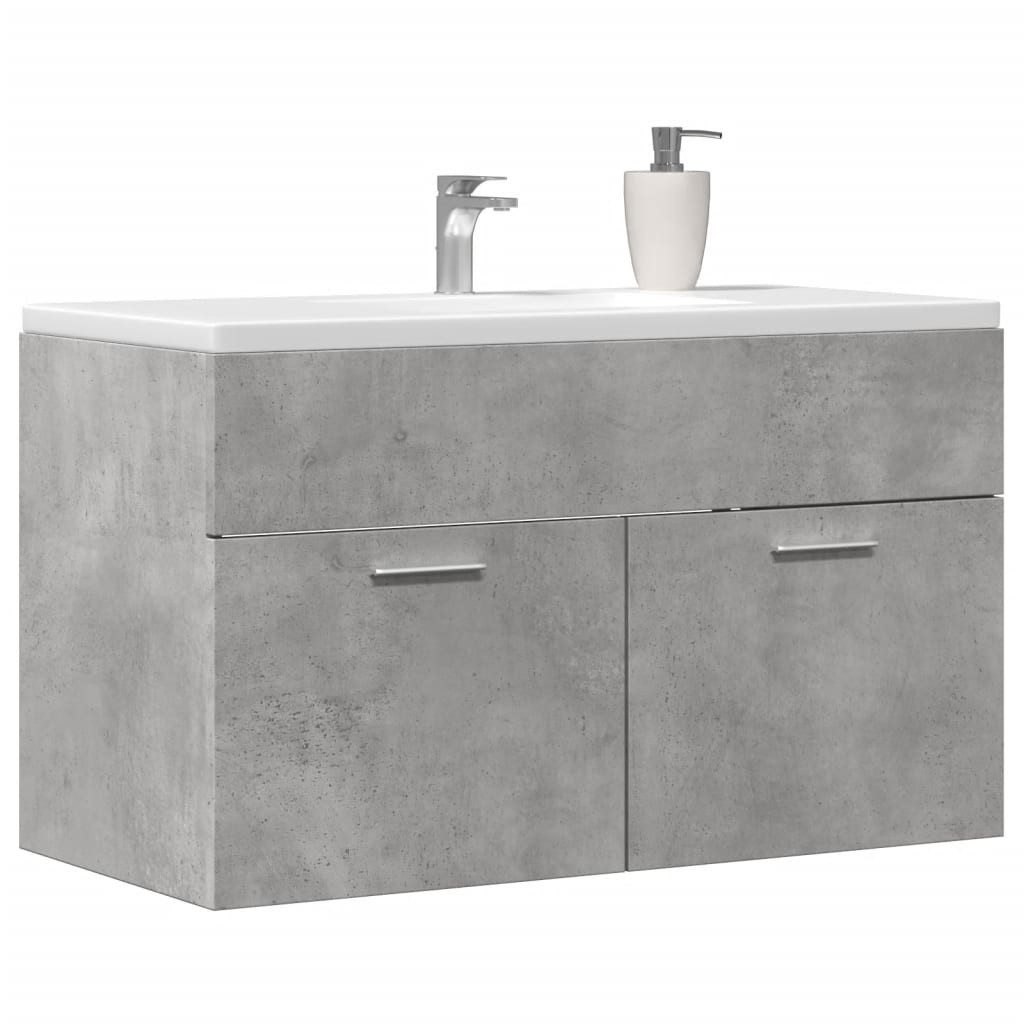 vidaXL Badezimmer-Set Waschbeckenunterschrank Betongrau 80x38,5x46 cm günstig online kaufen