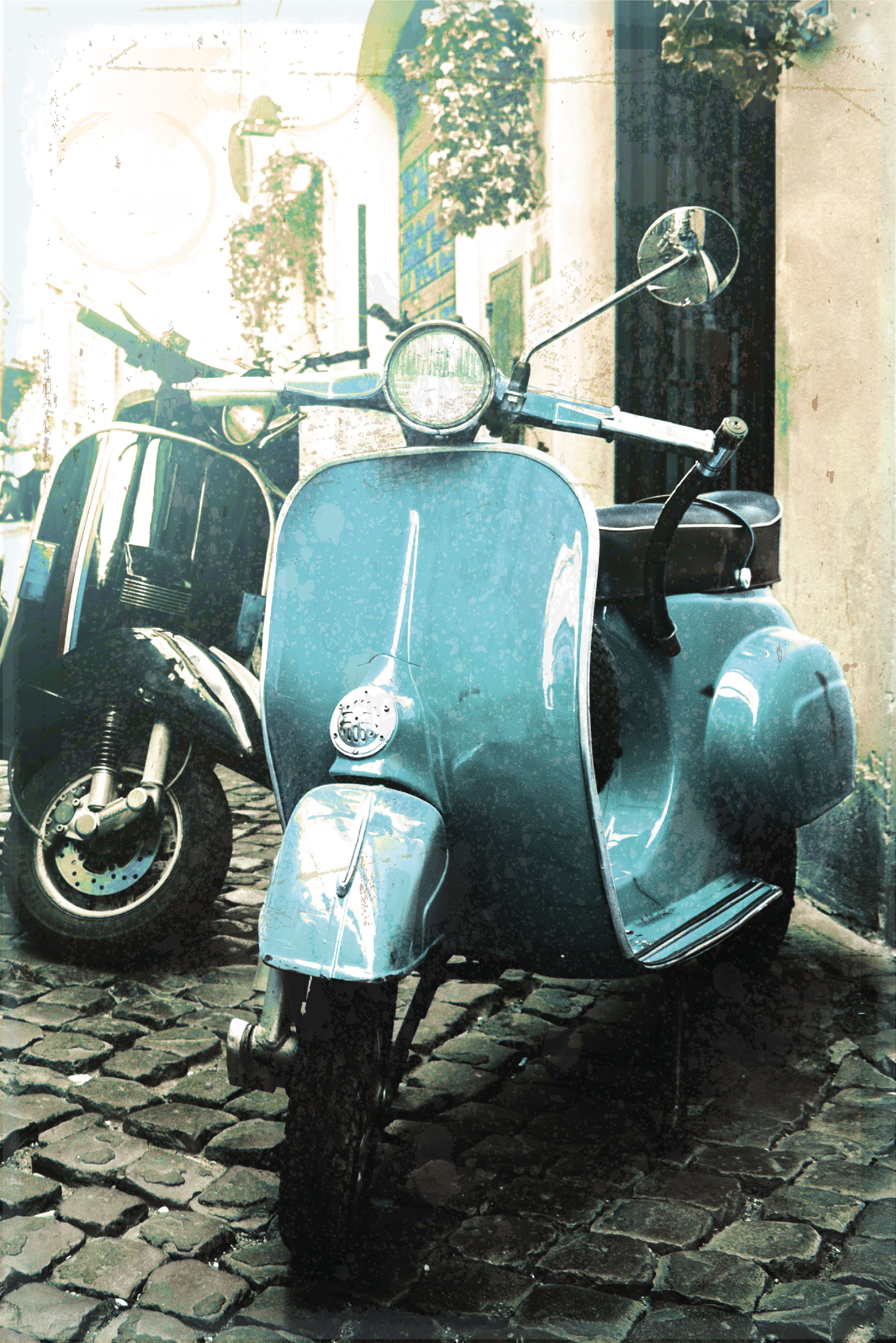 queence Metallbild Vespa, Motorräder & Roller (1 St), Retro, Blechschild, Stahlschild, Italien