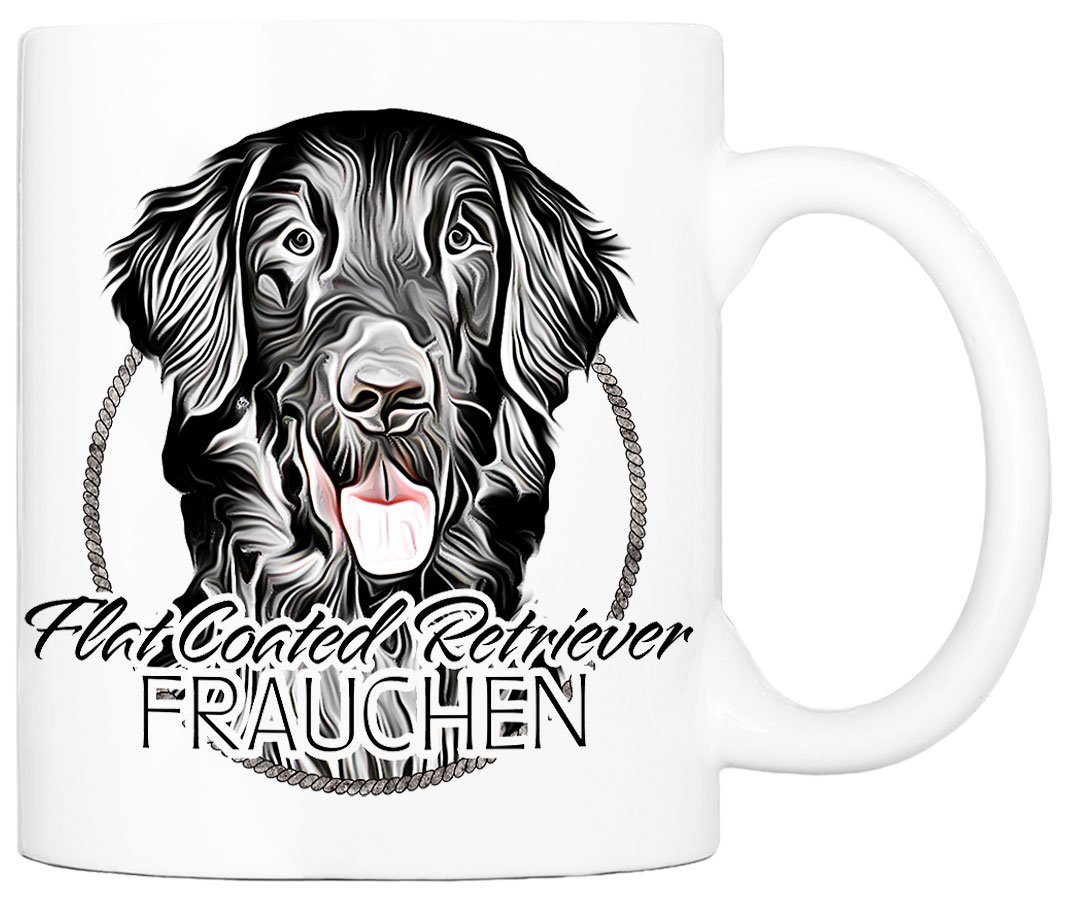 Cadouri Tasse FLAT COATED RETRIEVER FRAUCHEN - Kaffeetasse für Hundefreunde, Keramik, mit Hunderasse, beidseitig bedruckt, handgefertigt, Geschenk, 330 ml