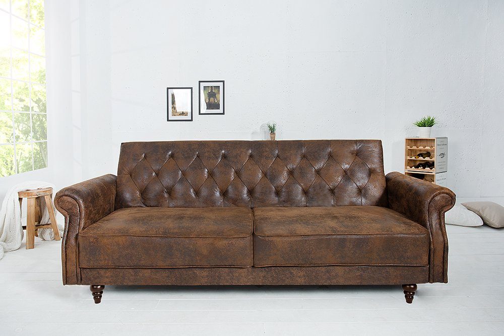 riess-ambiente Sofa »MAISON BELLE AFFAIRE 220cm antik braun«, mit  Bettfunktion