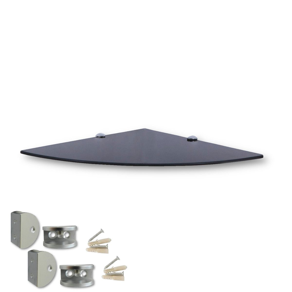 HOOZ Wandregal Eckregal aus Sicherheitsglas mit Halterung - Schwarz 45 x 45 günstig online kaufen