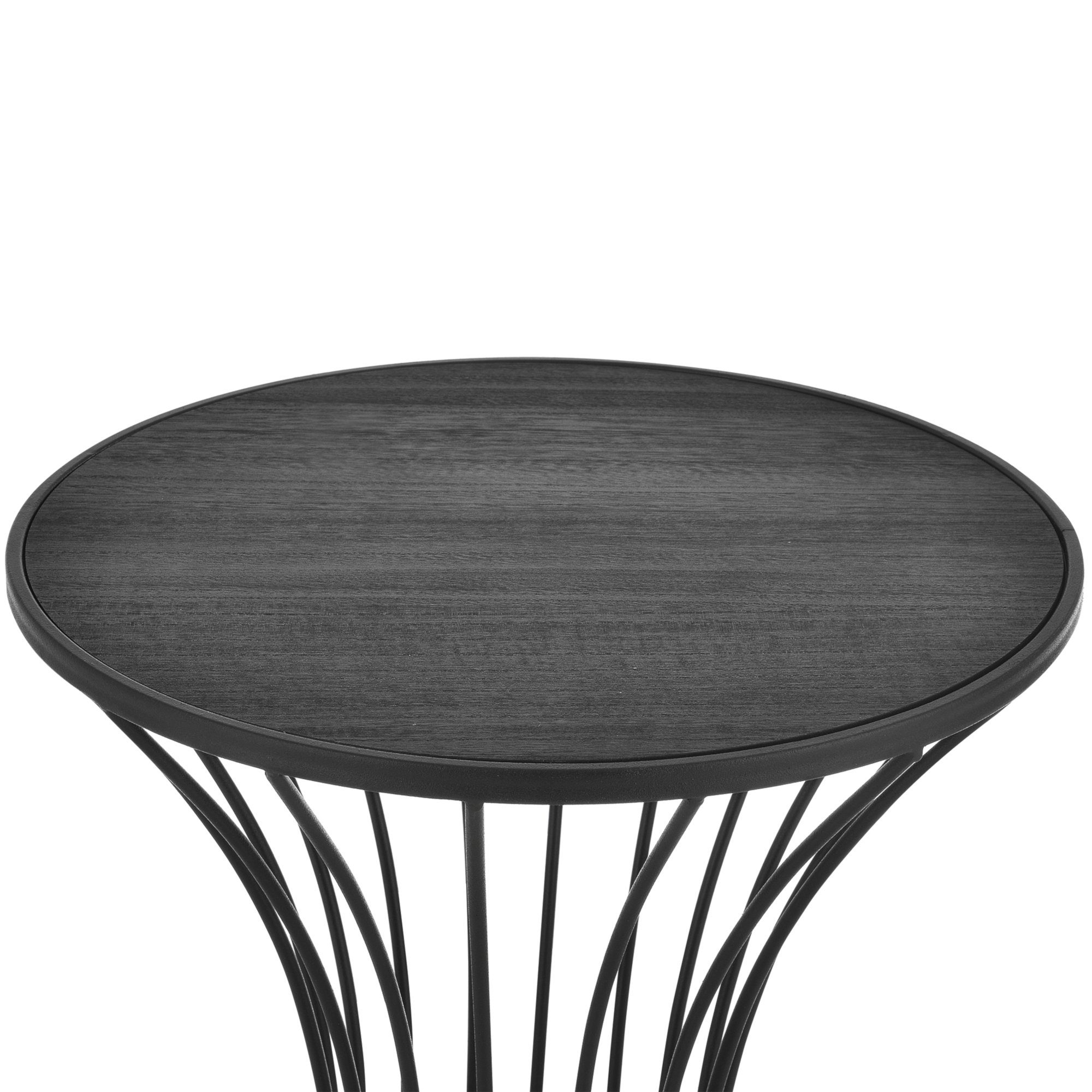 en.casa Beistelltisch, aus »Sablier« MDF Tischplatte Ø37,5cm Schwarz aus Metall