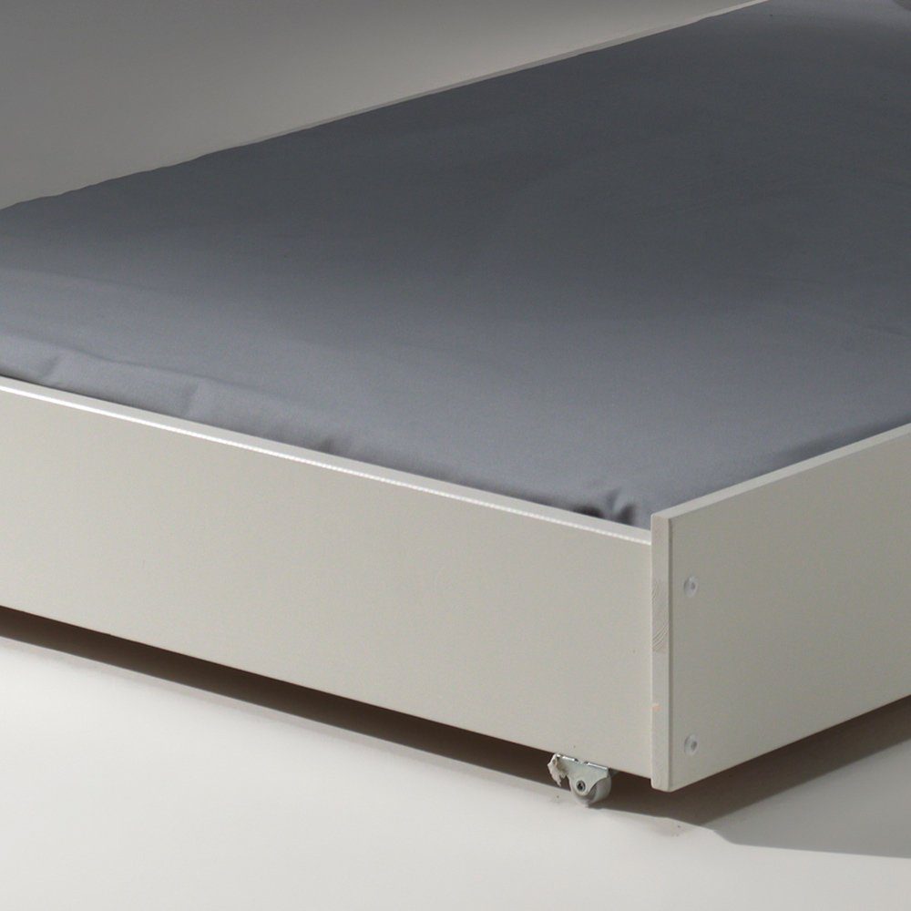 Lomadox Bettschubkasten PINOO-12, weiß lackiert 196/19/94 cm