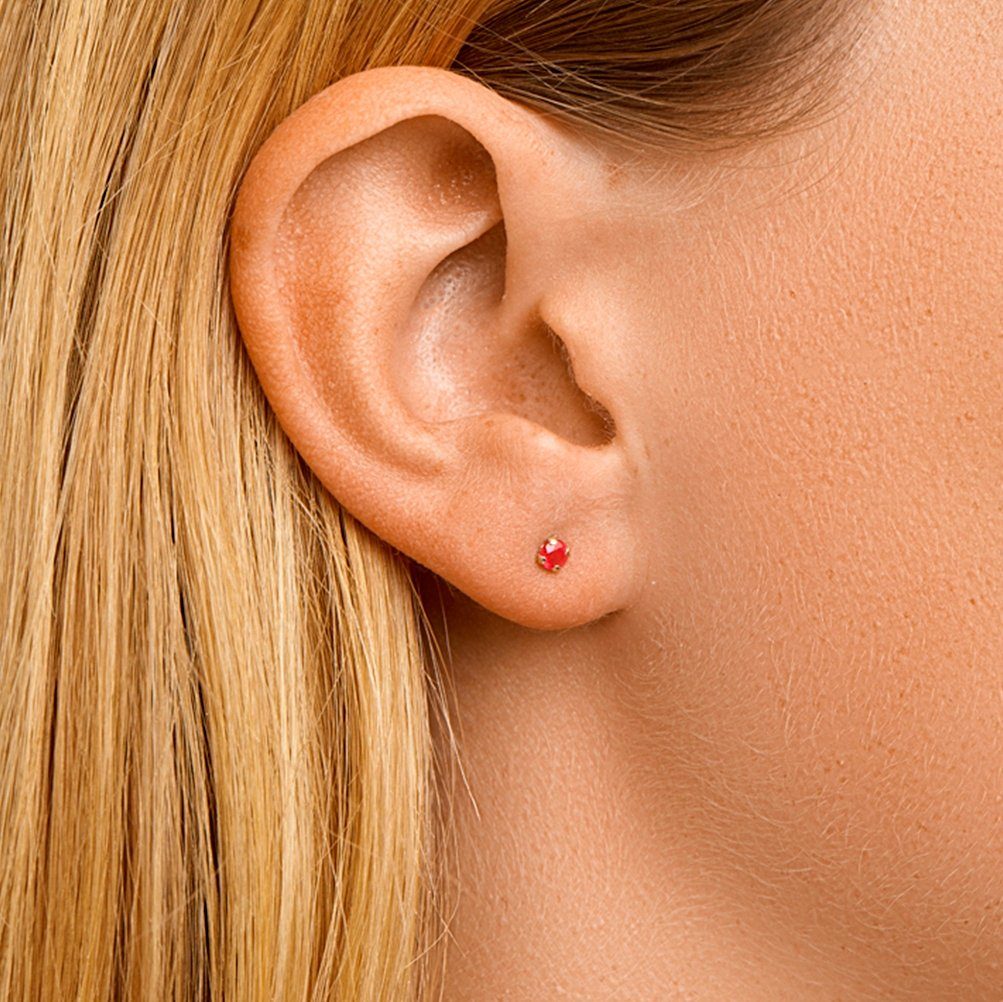NICEANDnoble Paar Ohrstecker 585er Gelbgold kleine Ohrstecker mit Rubin günstig online kaufen