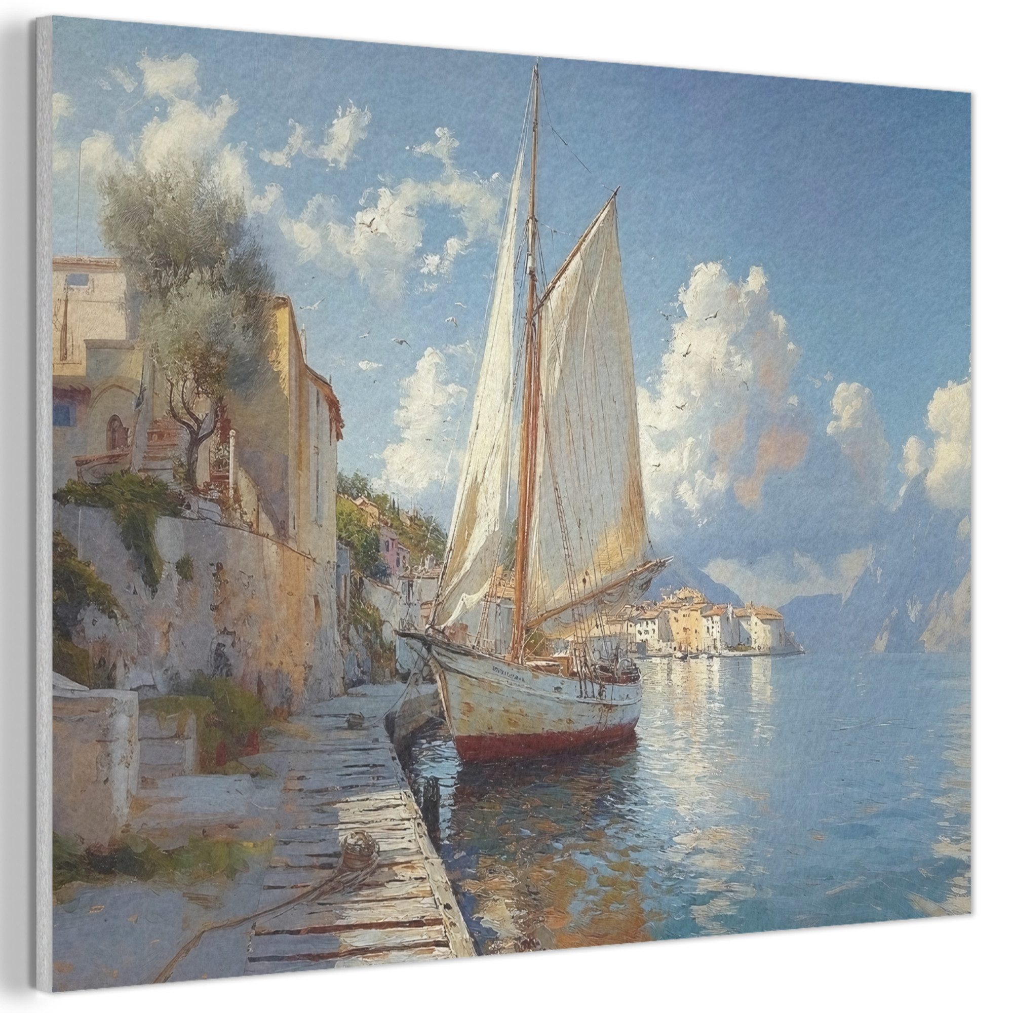 MuchoWow Gemälde Segelschiff - Häuser - günstig online kaufen