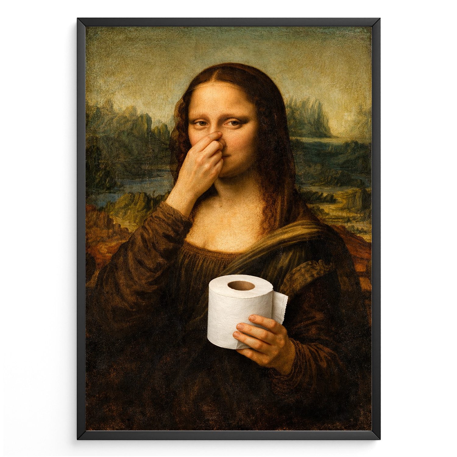 Tigerlino Poster Mona Lisa Klopapier Lustige Deko Toilette Gäste-WC Badezimmer