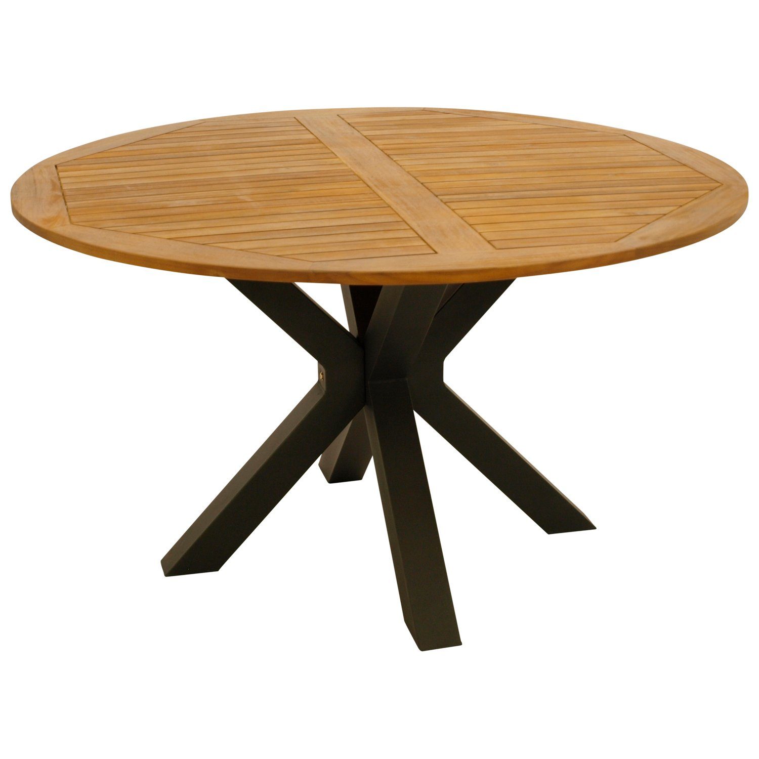 DEGAMO Gartentisch MADEIRA, 130cm rund, Metall anthrazit, Tischplatte  Akazie geölt | Tische