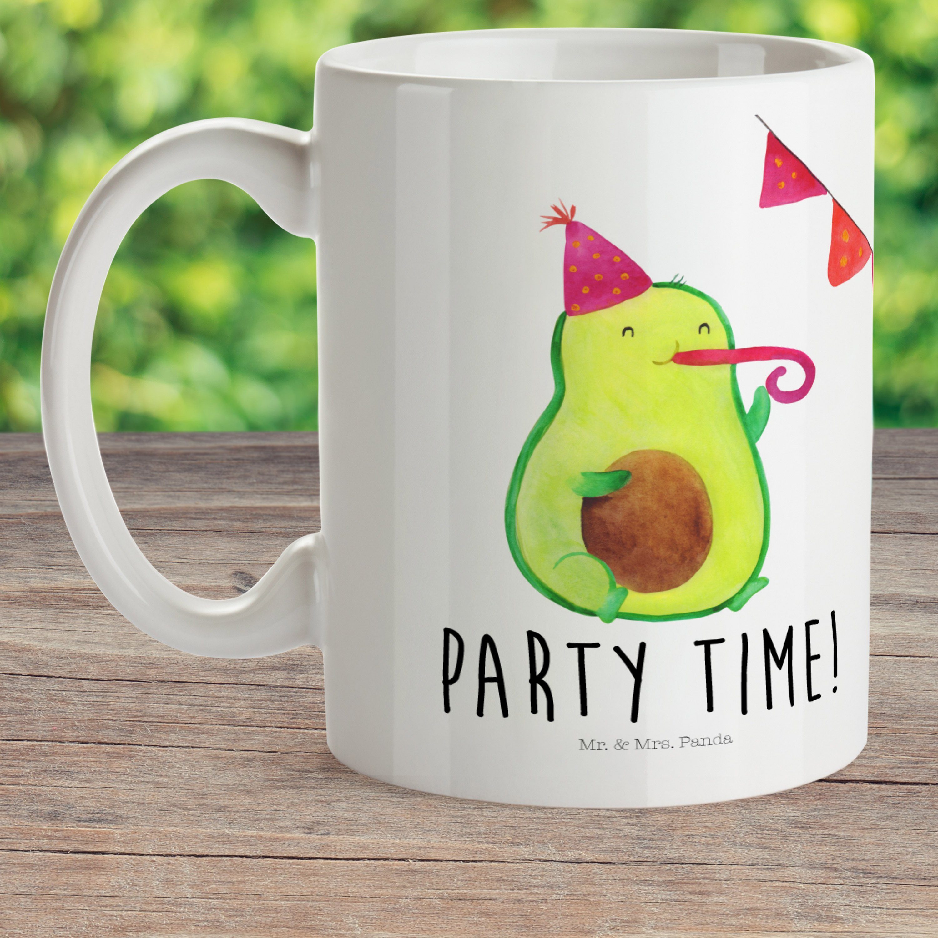 Panda & - Time Geschenk, Weiß Party Avocado Veggie, Kaffeetasse, - Mr. Kinderbecher Mrs. Glücklich, Kunststoff