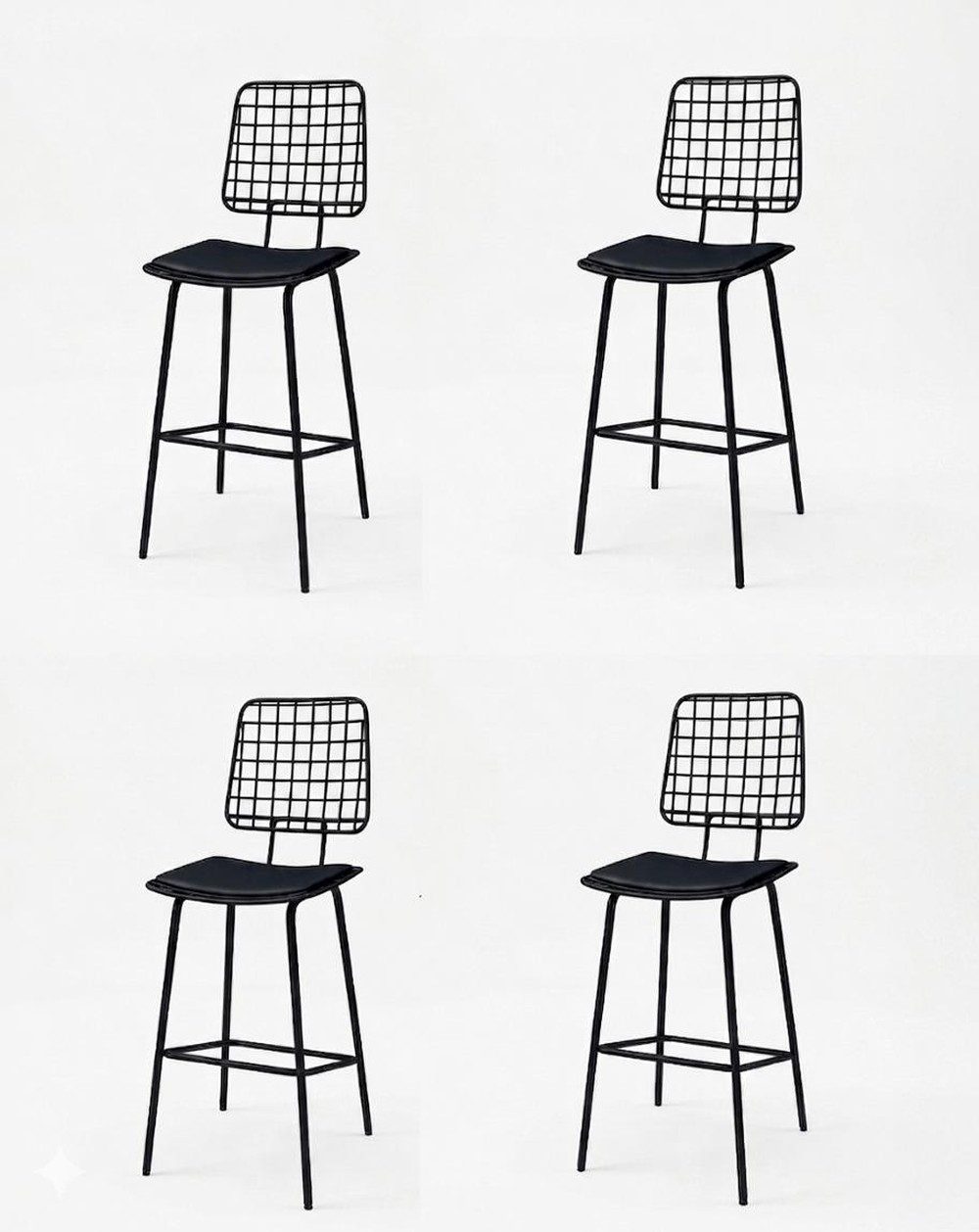 Xlmoebel Barhocker Set aus 4 stilvollen schwarzen Barhockern für Küche und Esszimmer (4er-Set, 4 St., 4x Barhocker), Made in Europa