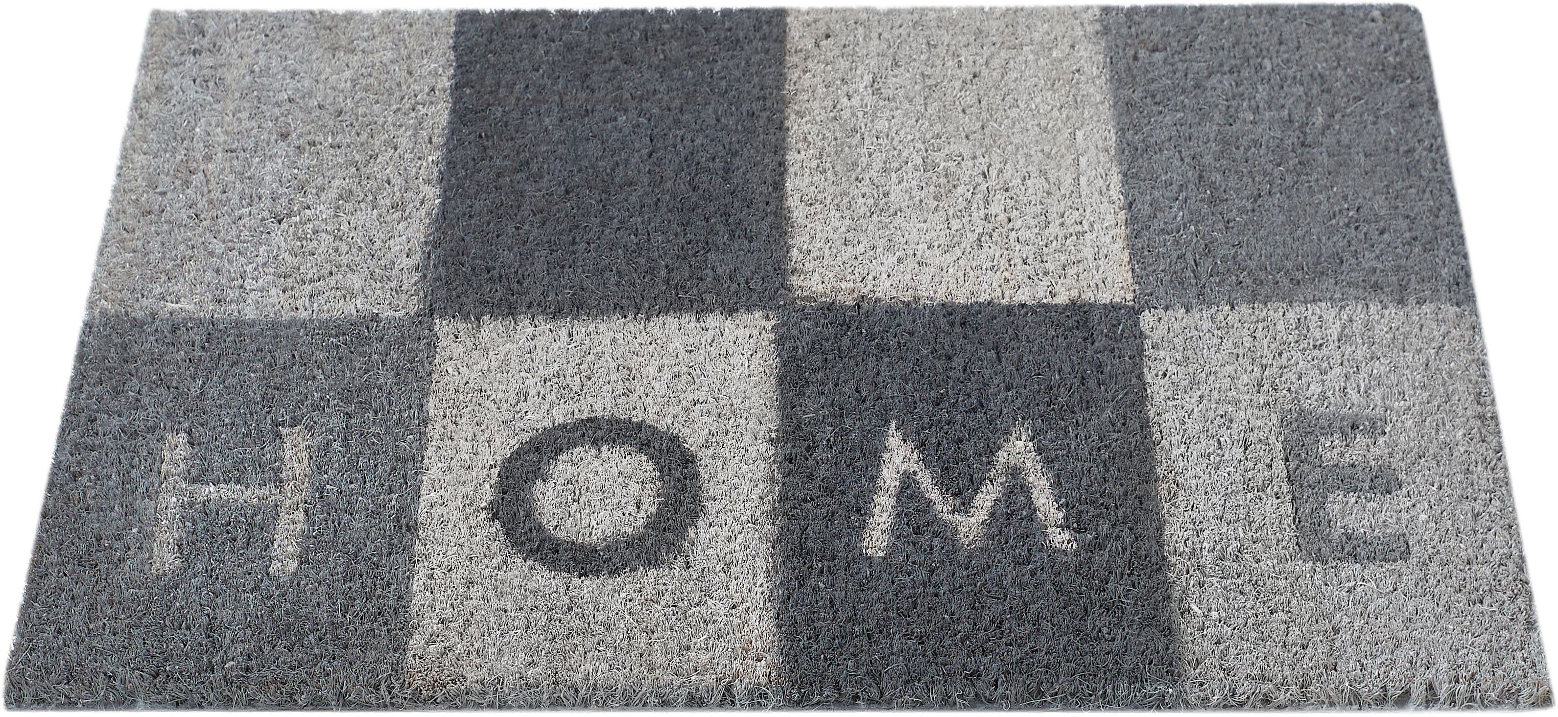 Fußmatte Kokos Home, In- Spruch, Höhe: Outdoor und mm, graublau mit geeignet Schmutzfangmatte, 17 rechteckig, Andiamo