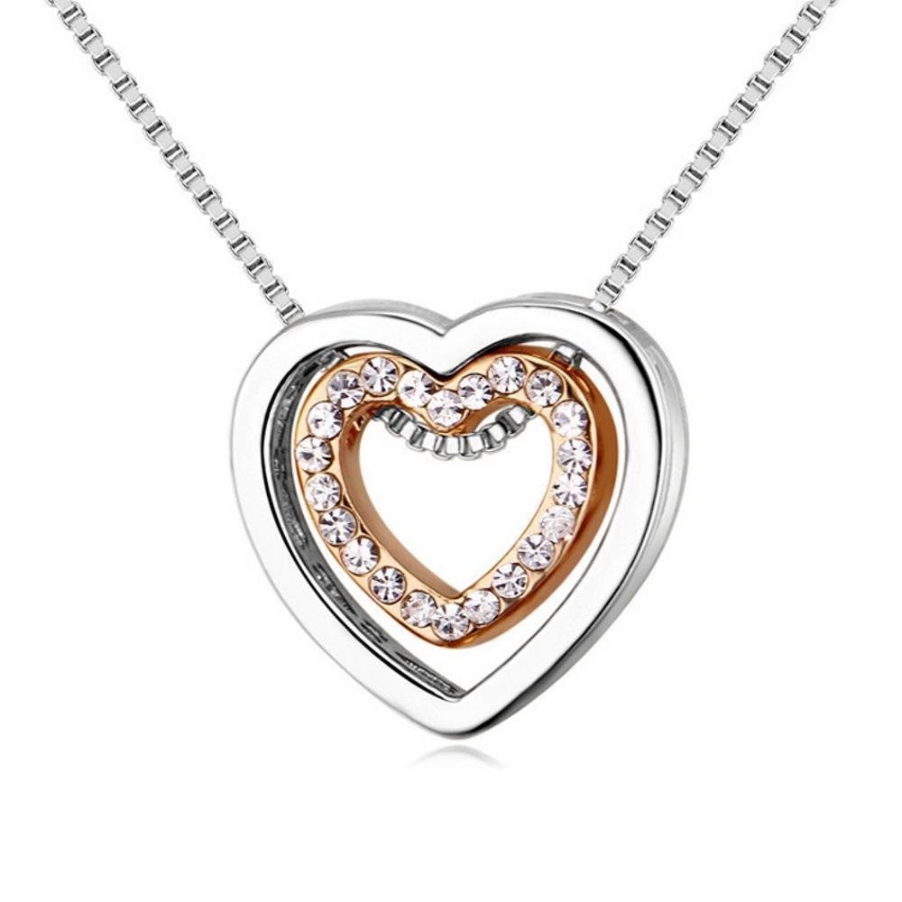 Kette Herz Herz BUNGSA Halskette in Rosegold (1-tlg), aus Necklace Damen für Ketten-Set Messing