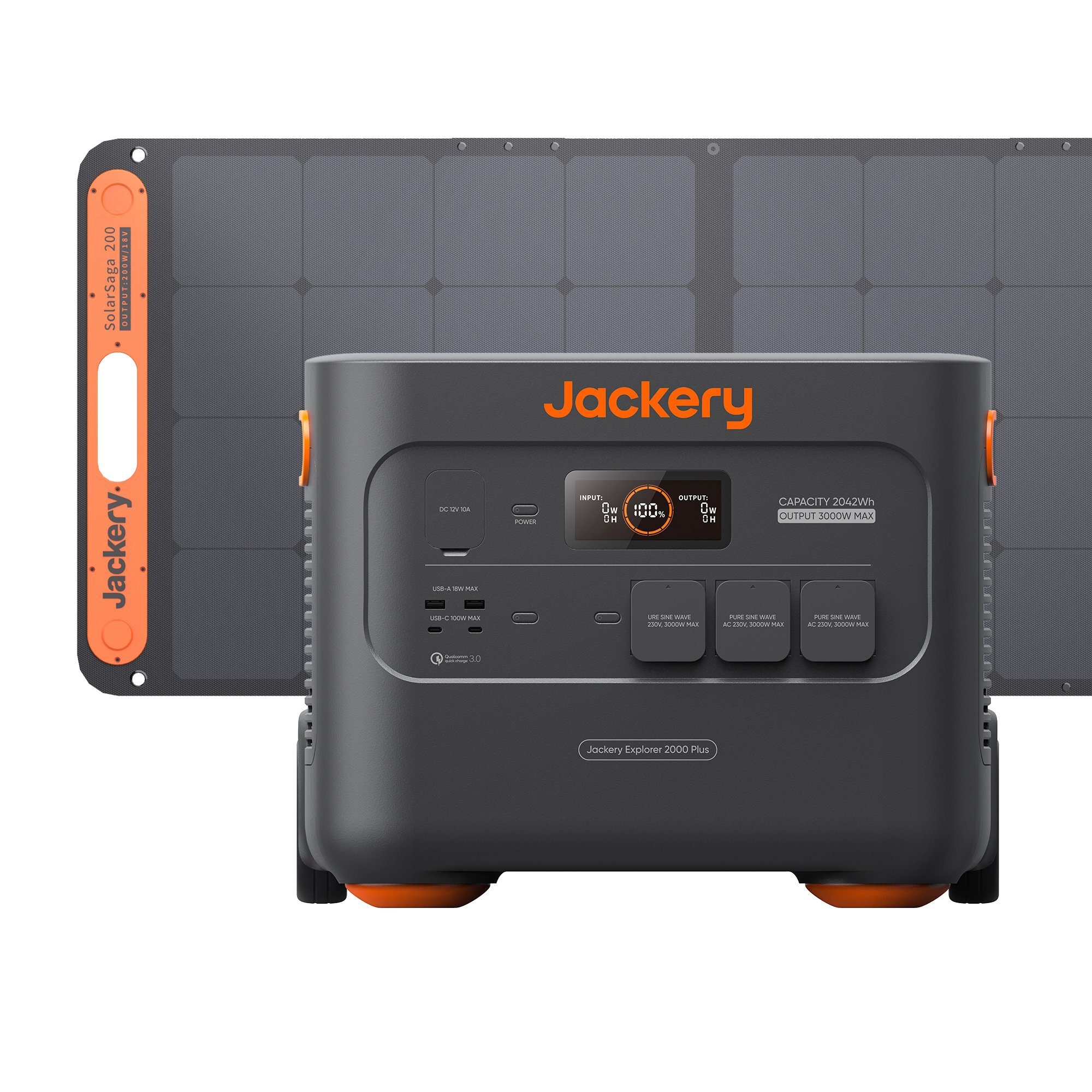 Jackery Stromgenerator Solargenerator x kW, Solarmodul, in Plus mit Akku LiFePO4 Outdoor 1 6,00 200W (2-tlg), 200W, 2000 für Camping