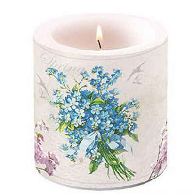 Ambiente Luxury Paper Products Stumpenkerze Wunderschöne Kerze Laura Vergissmeinicht small H9 D7,5 cm (1-tlg)
