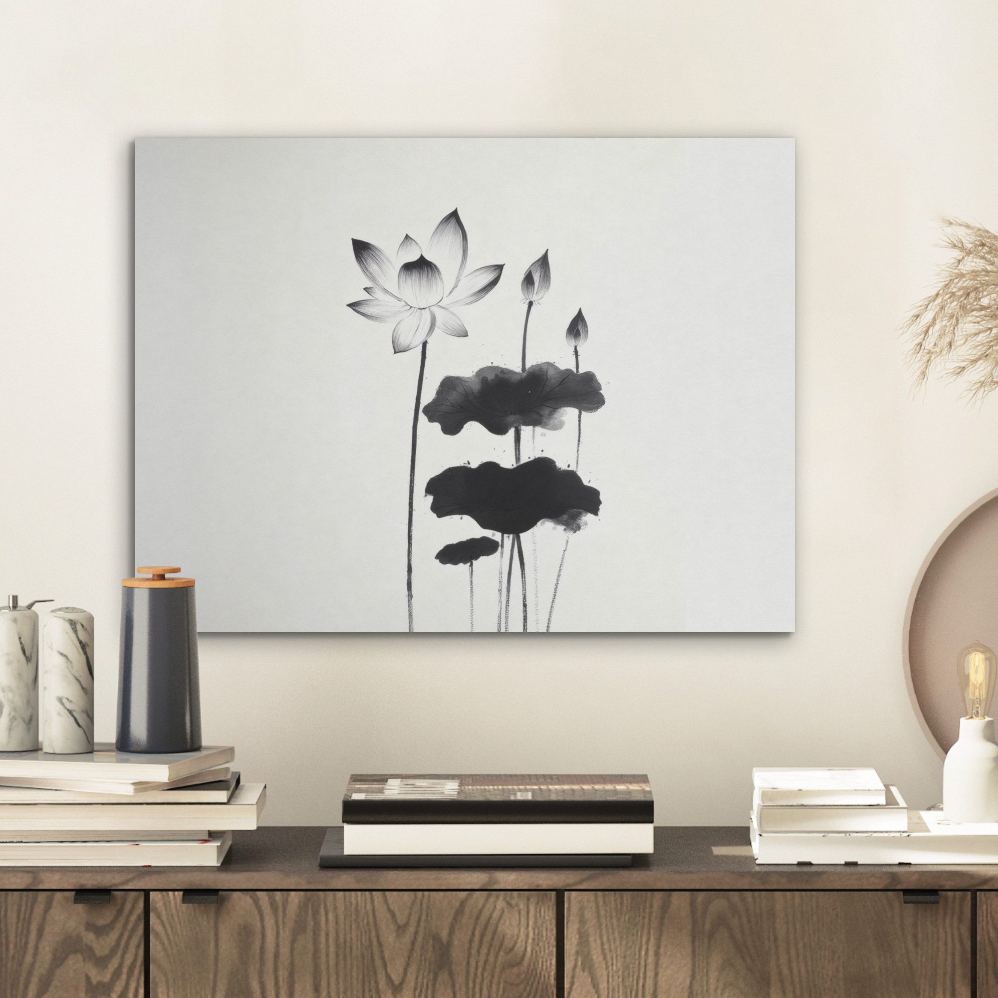 MuchoWow Gemälde Blätter - Schwarz - günstig online kaufen