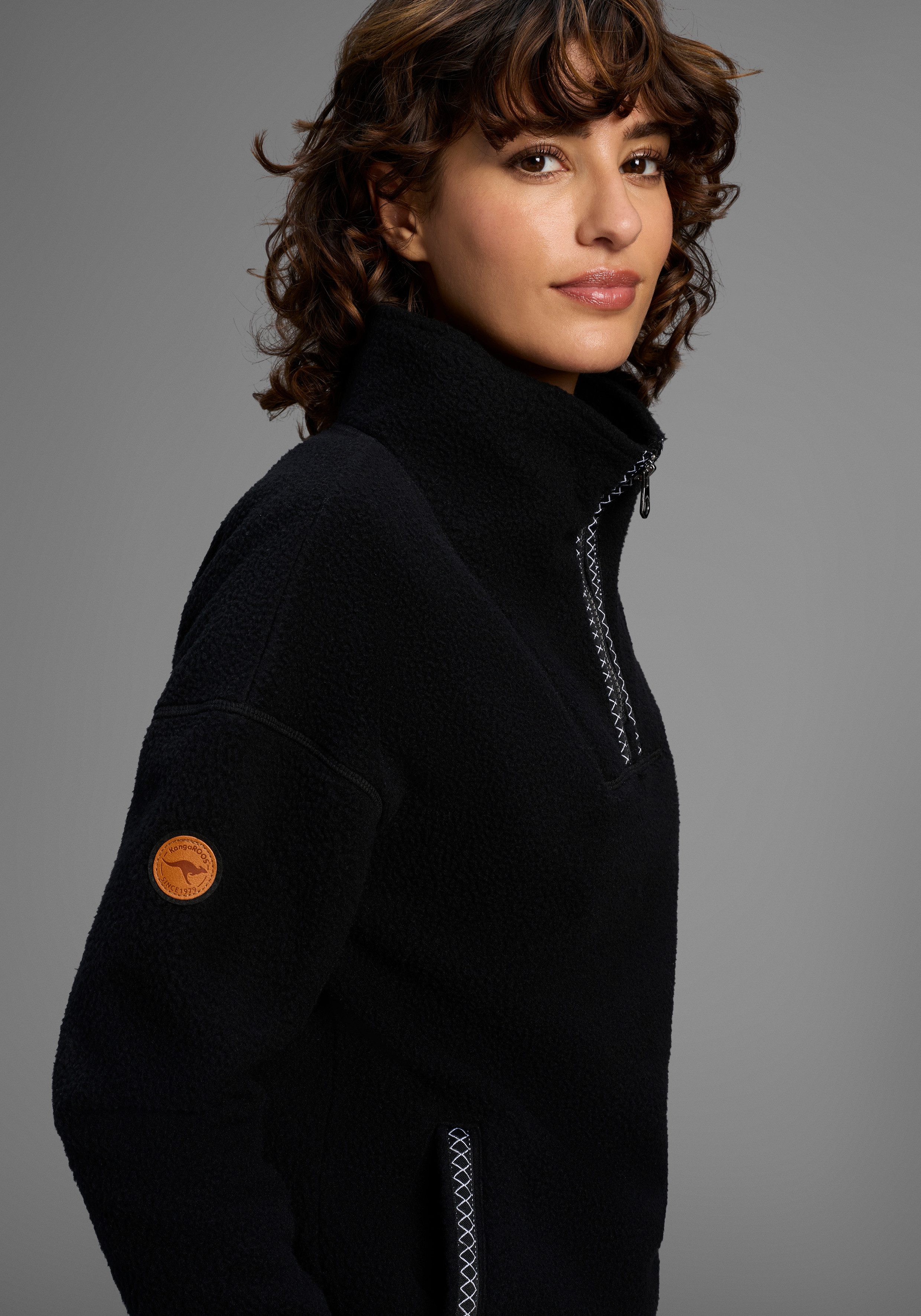 KangaROOS Fleecepullover aus kuscheligem Sherpa Fleece, Half-zip günstig online kaufen