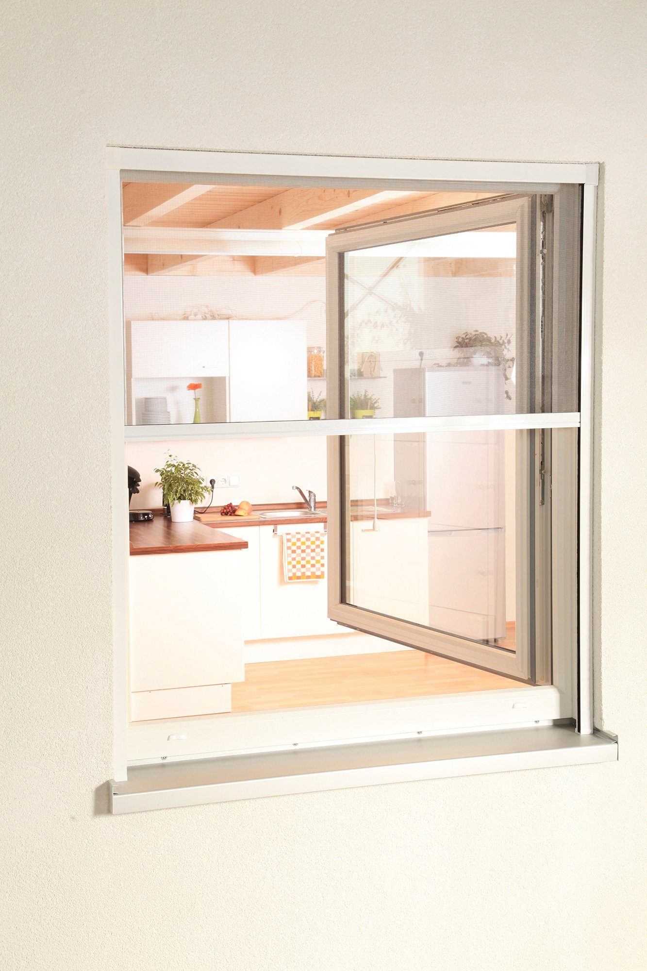 Insektenschutzrollo SMART, hecht international, transparent, verschraubt, für Fenster, weiß/anthrazit, BxH: 100x160 cm