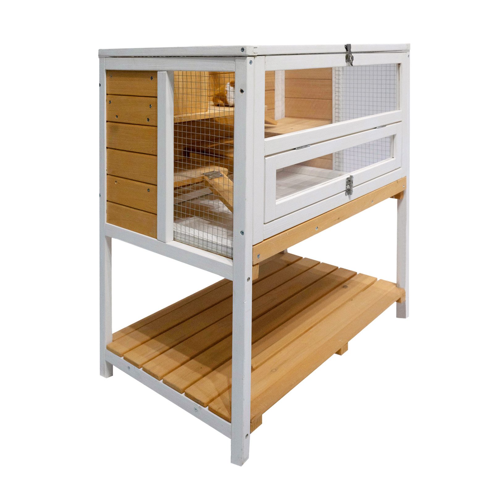 HTI-Living Kleintierkäfig Hamsterkäfig Gino Deluxe, Kleintierkäfig Holz mit Ablage