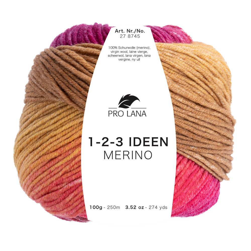 Pro Lana Pro Lana 1-2-3 IDEEN MERINO Häkelwolle, 250 m (100 % Merinowolle mit Degradé-Farbverlauf), 100 g